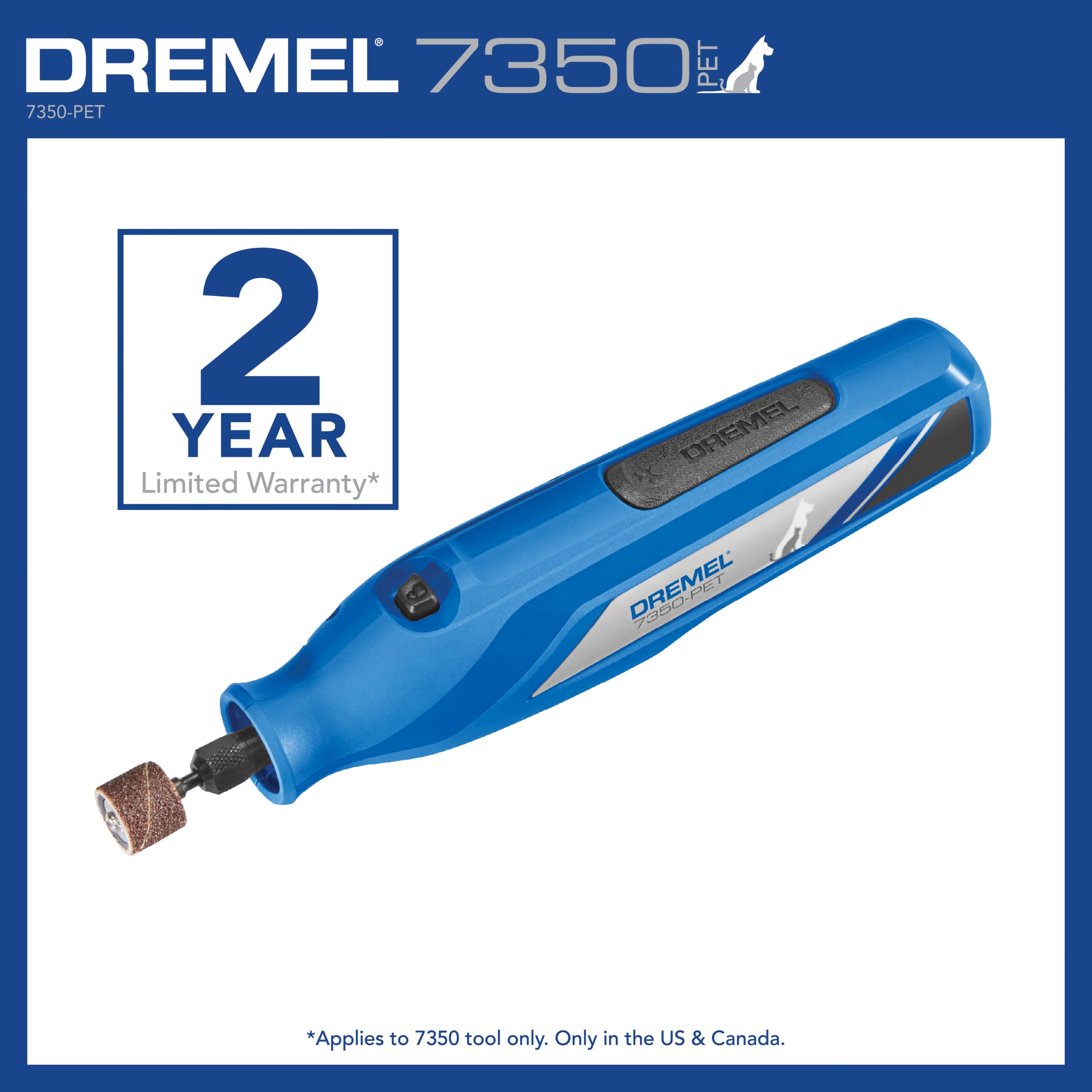 Dremel 4V Pet & Dog Nail Grinder 7350-PET, Easy-To-Use & Safe Nail Trimmer, Professional Pet Grooming Kit - Works on Large, Medium, Small Dogs & Cats