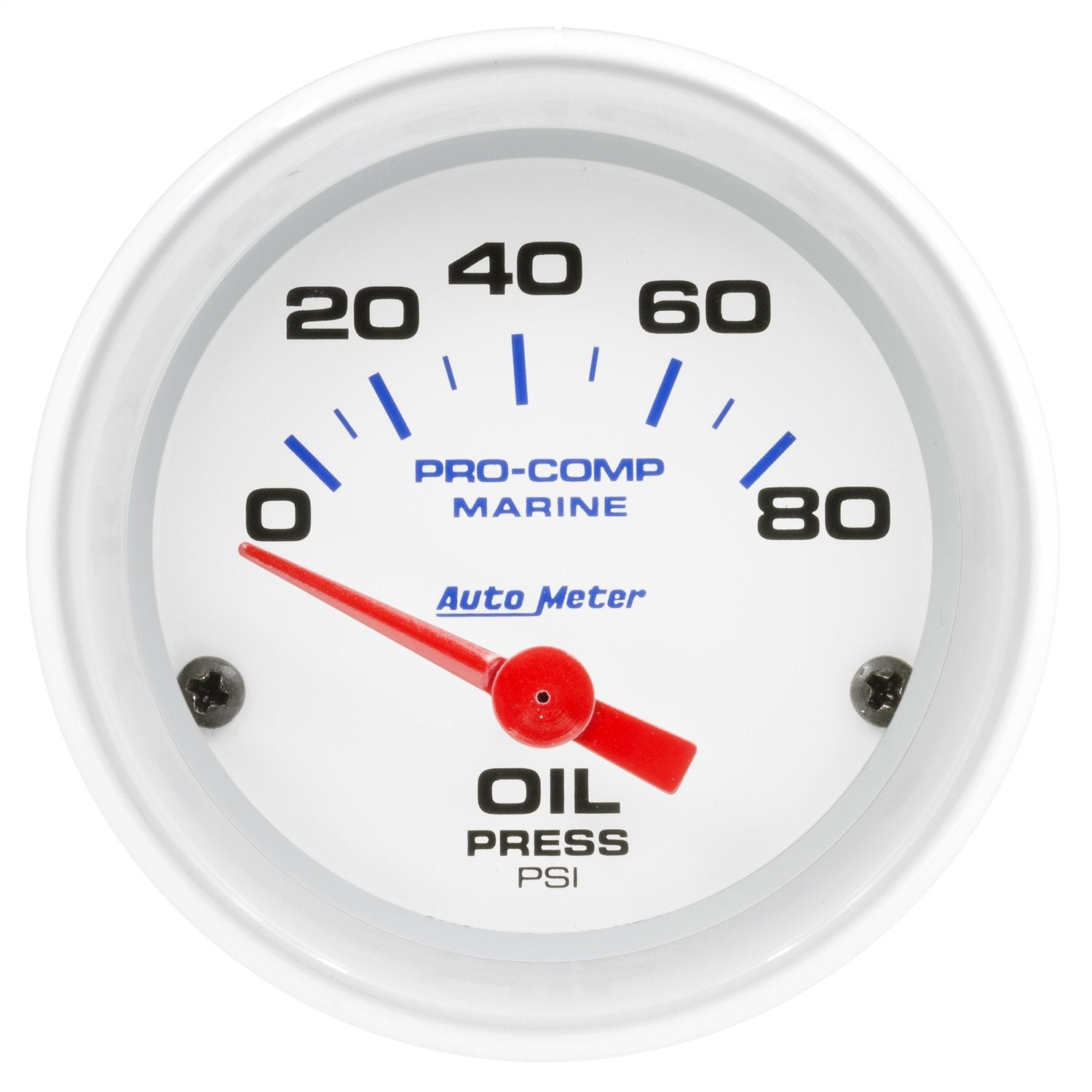 AutoMeter Oil Pressure Gauge, 2 1/16", Electric, Marine White, 80Psi (200744),Multi