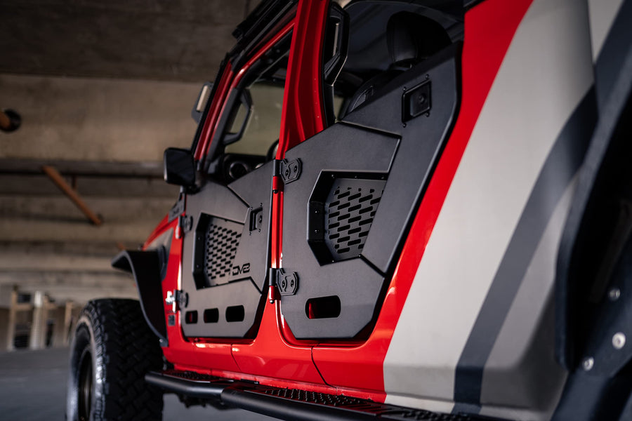 Half Doors DV8 Offroad for 2018-2025 Jeep Wrangler JL & Gladiator JT | Compatible with Molle Accessories | Secure Locking Handles | (Rear Set)