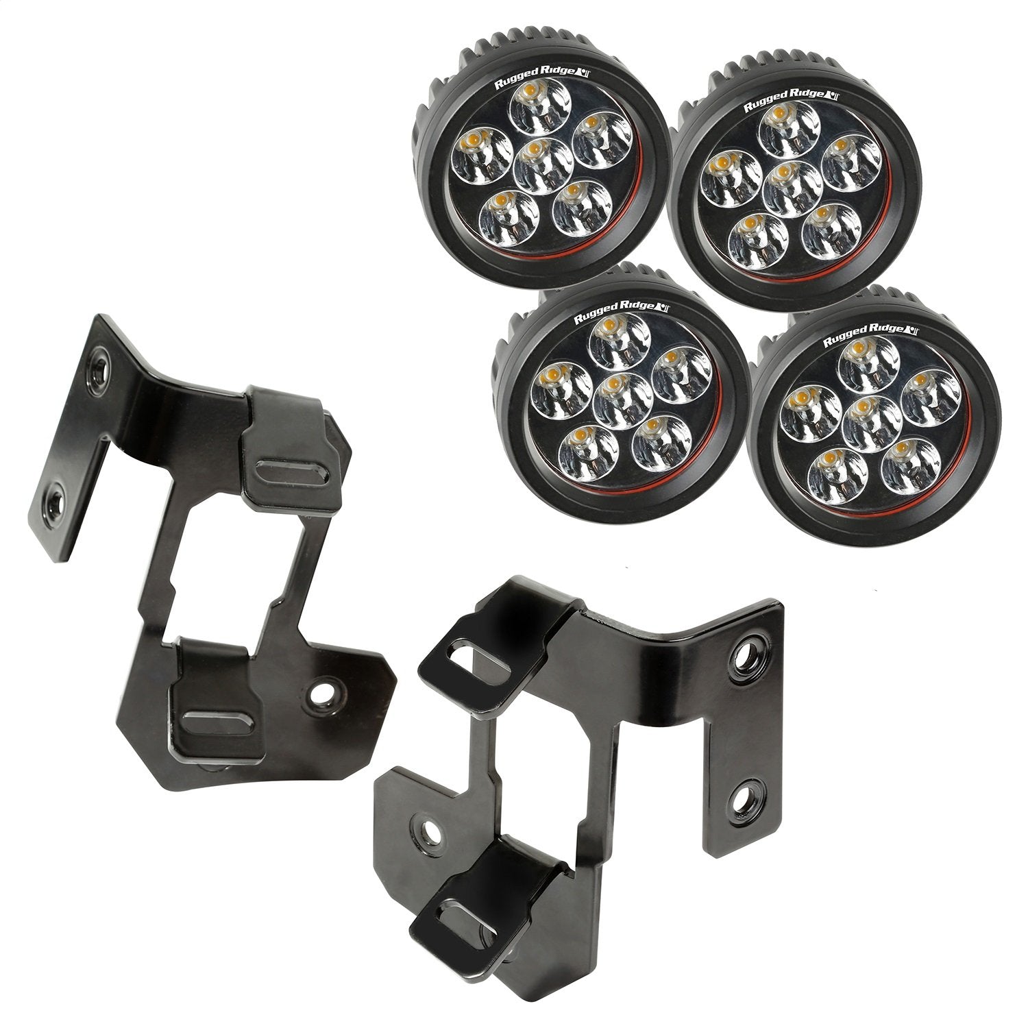 Rugged Ridge A-Pillar Light Mount Kit for Jeep Wrangler JK/JKU | Round LED | 11232.32 | Fits 2007-2018 Jeep Wrangler JK/JKU