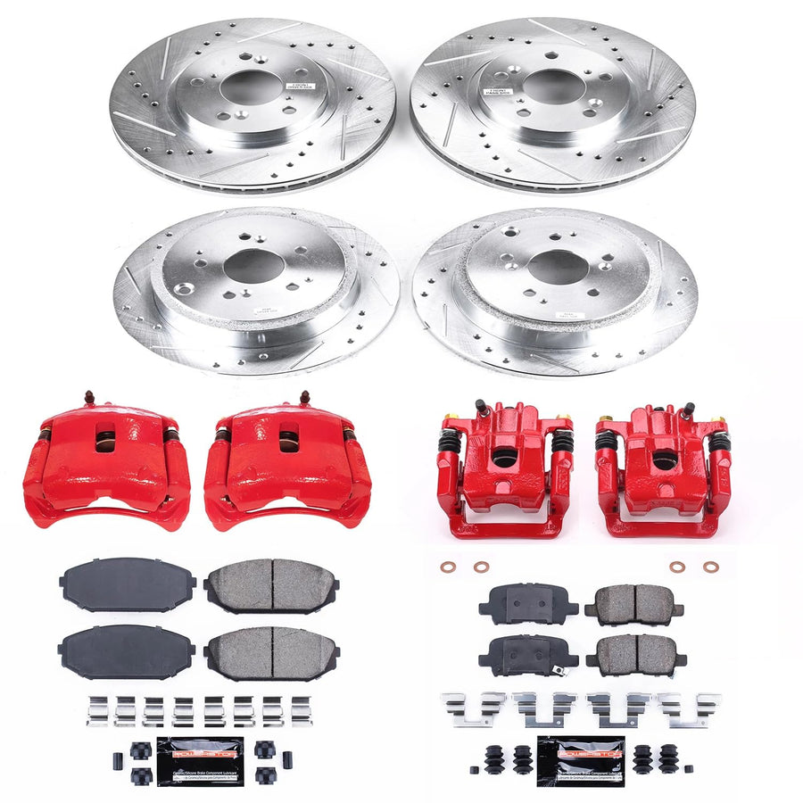 Power Stop Z23 Evolution KC2300 Front and Rear Brake Caliper Kit- Brake Rotors, Brake Pads, Brake Calipers For Acura MDX 2001-2002 [Model Specific]