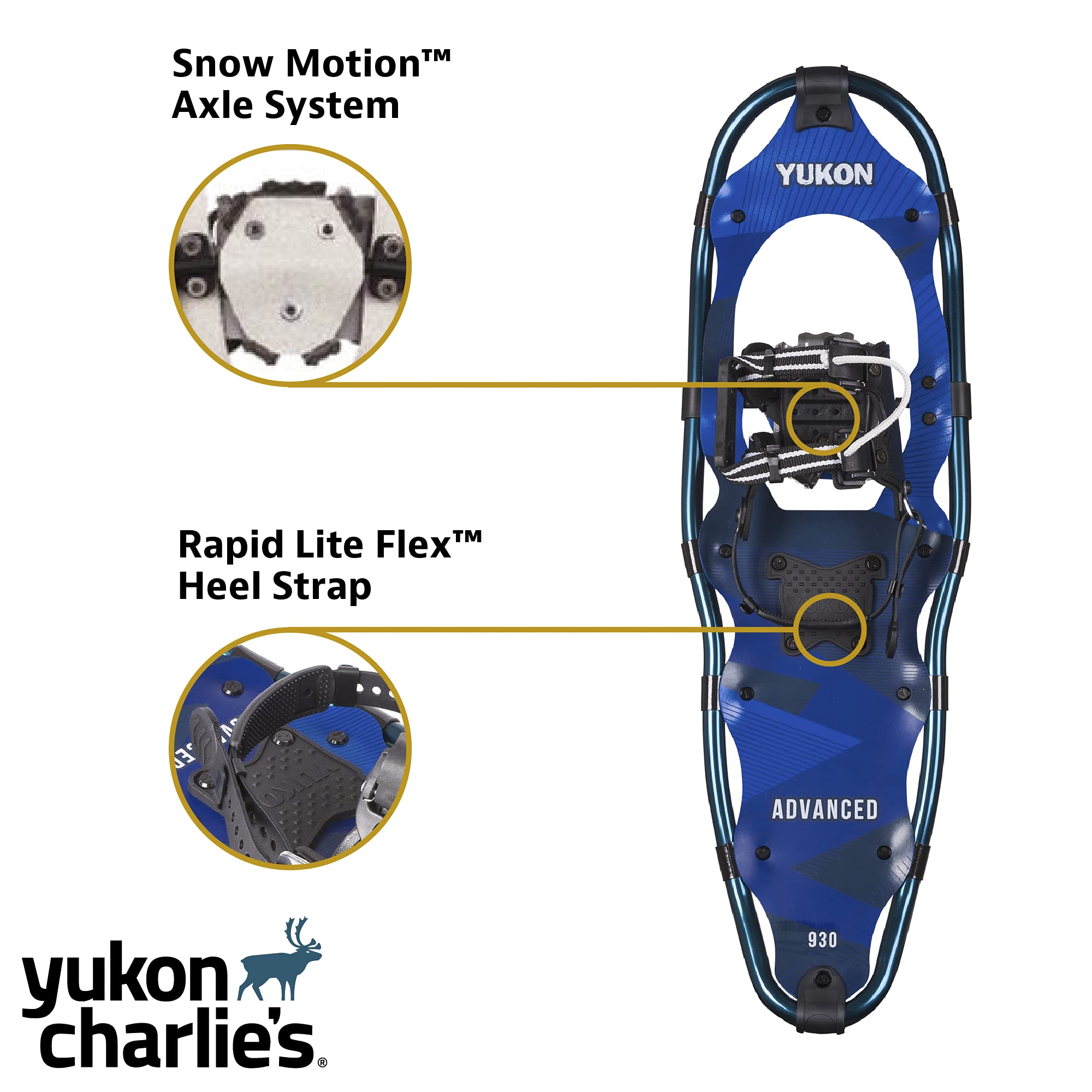 Yukon Charlie's Snowshoe Kit Advanced, 9-inch x 30-inch, Includes Snowshoes, Trekking Poles, and Travel Bag
