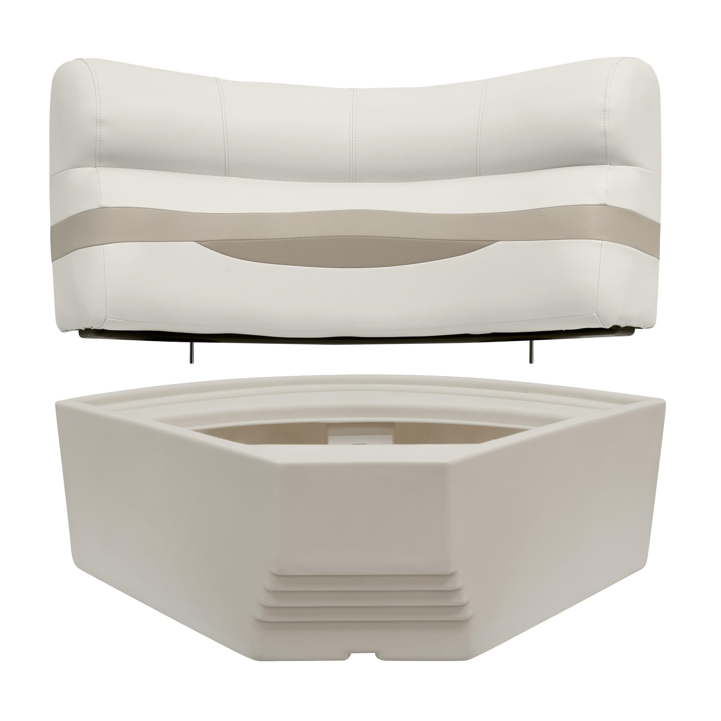 Wise Premier Series BM11028-1066 Pontoon 28" Radius Corner Seat Cushion Set, Stone/Mocha Java/Khaki