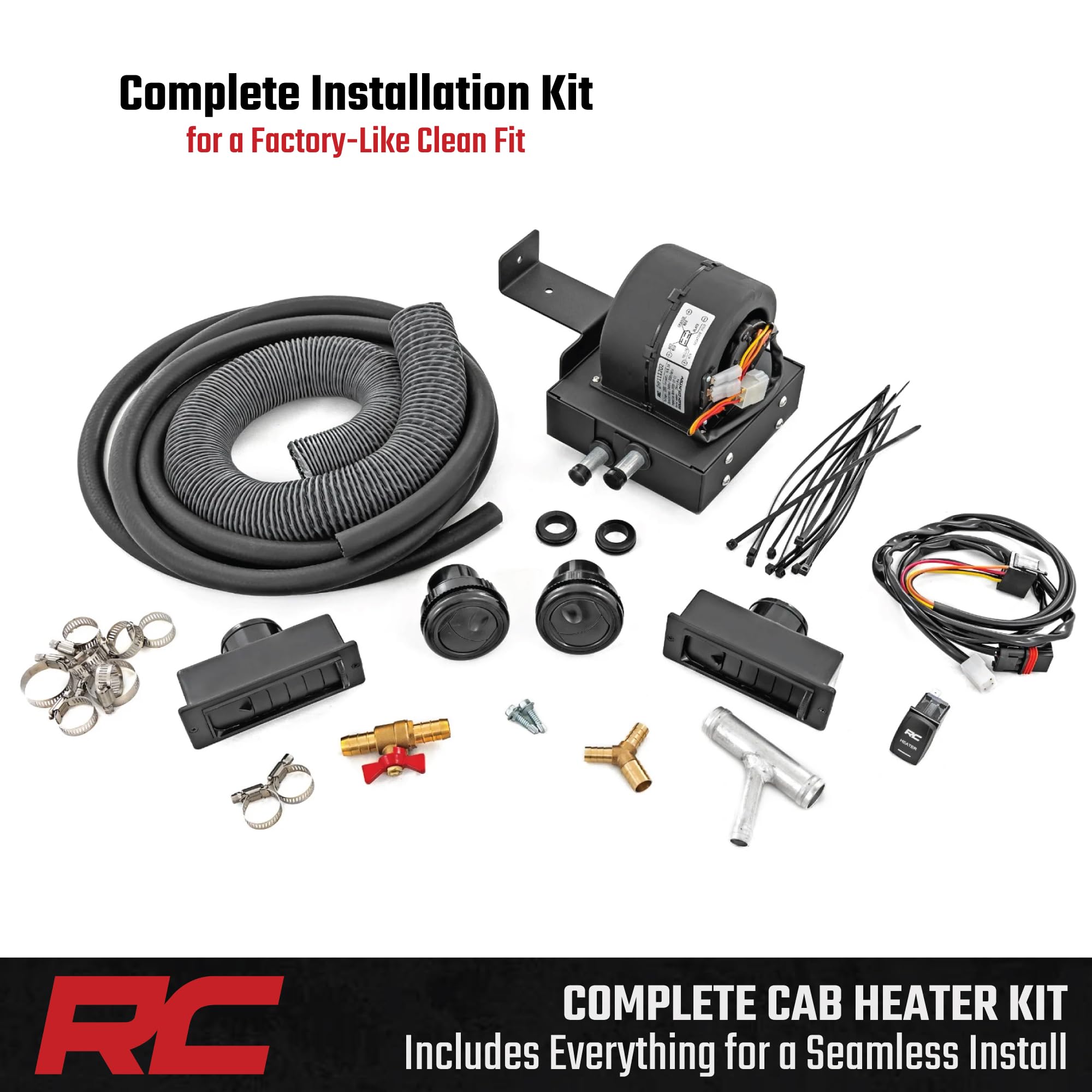 Rough Country UTV Heater Kit for Polaris Ranger XP 1000 (2017-2025) - 16,000 BTU Cab Heater with Fast Cabin Warm-Up & Defrost, Complete Install Kit, Factory-Like Fit