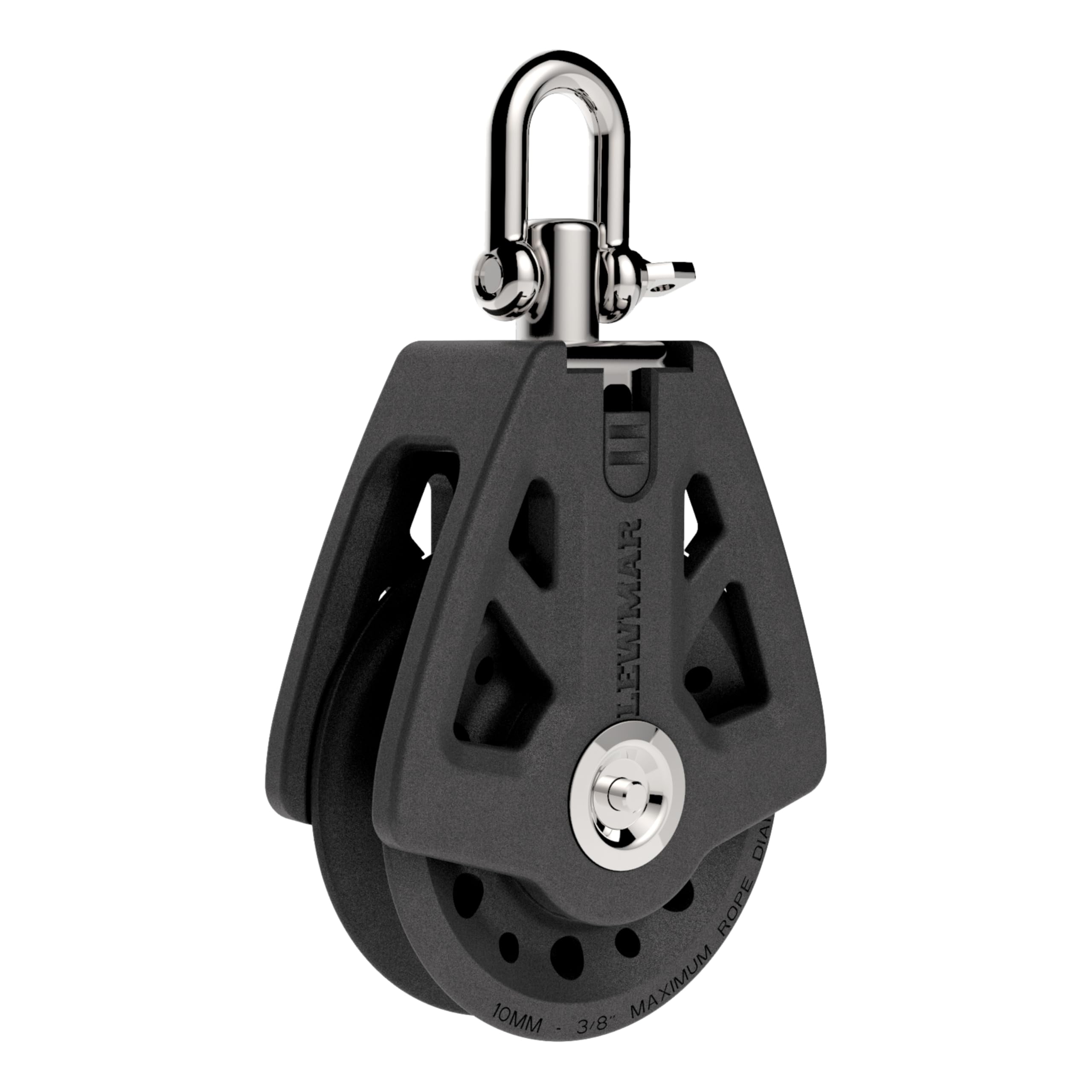 50mm Lewmar Synchro Block Single, 990 lb Working Load Limit, Accommodates 1/4" - 3/8 Lines, High-Density Free-Spin Bearing, Traveler Compatible - 29925001BK
