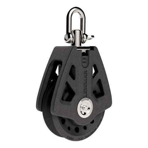 50mm Lewmar Synchro Block Single, 990 lb Working Load Limit, Accommodates 1/4" - 3/8 Lines, High-Density Free-Spin Bearing, Traveler Compatible - 29925001BK
