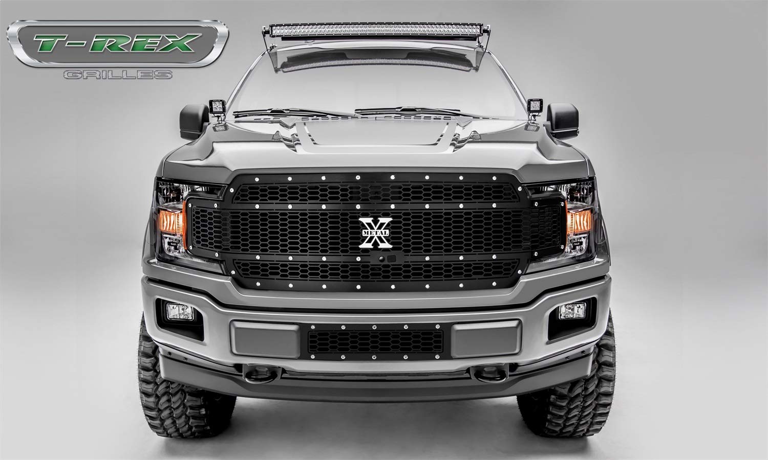 Laser X Grille 2018-2020 F-150, Black, 1 Pc, Replacement, Chrome Studs, Fits Vehicles with Camera - PN #7715891