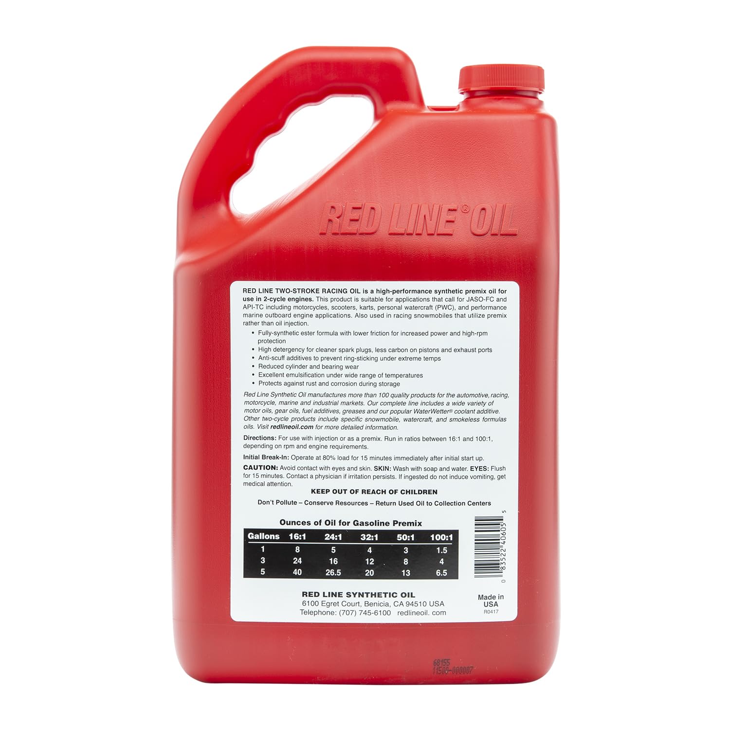 Two-Stroke Oil Red Line Racing Synthetic - Gallon 40605