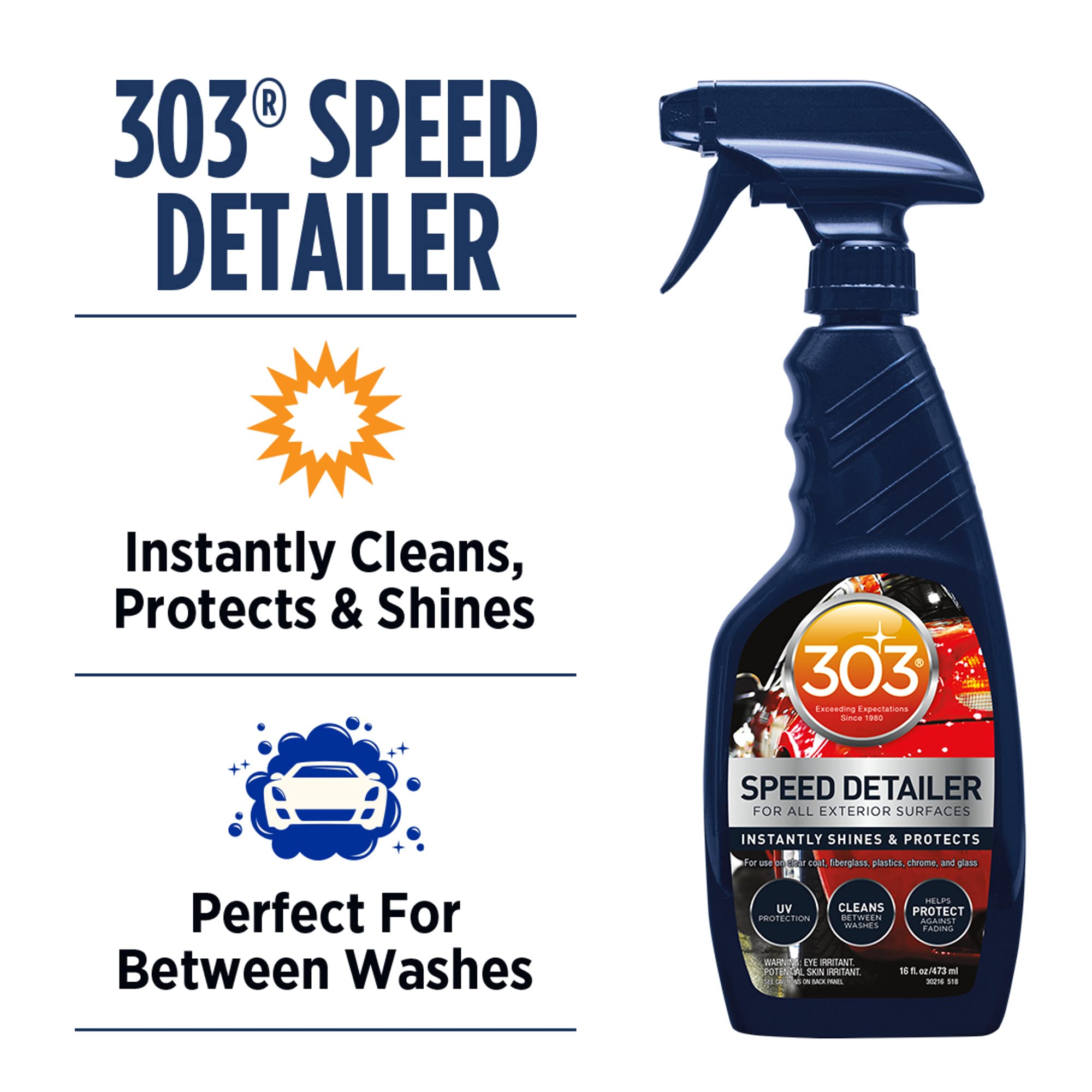 Speed Detailer 303 Products - For All Exterior Automotive Surfaces - Instantly Shines And Protects Paint - Cleans Between Washes - UV Protection, 16 fl. oz. (30216CSR) Packaging May Vary