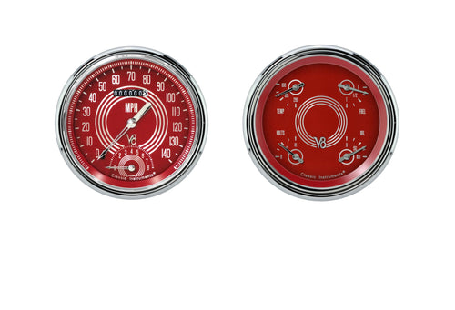 Classic Instruments CT47V8RS62-LS Red Steelie V8 Ch TRK- Speedometer with Built in Tach and Quad Gauge Fits 1947-1953 Chevy Truck
