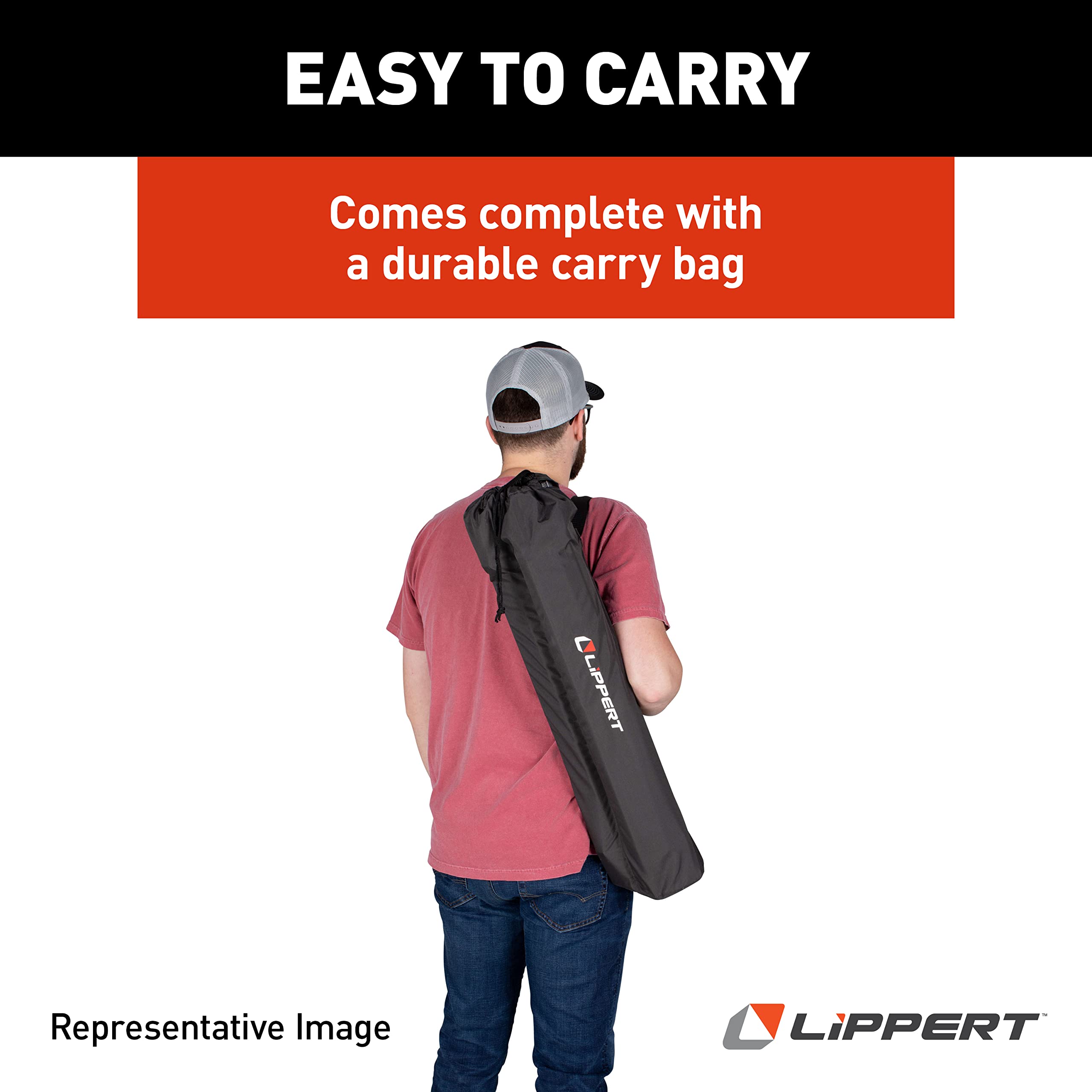 Lippert HD Hybrid Camp Table Foldable with Carry Bag White 27 1/2” x 27 1/2” x 27 1/2" (H x W x D),Hammer Grey