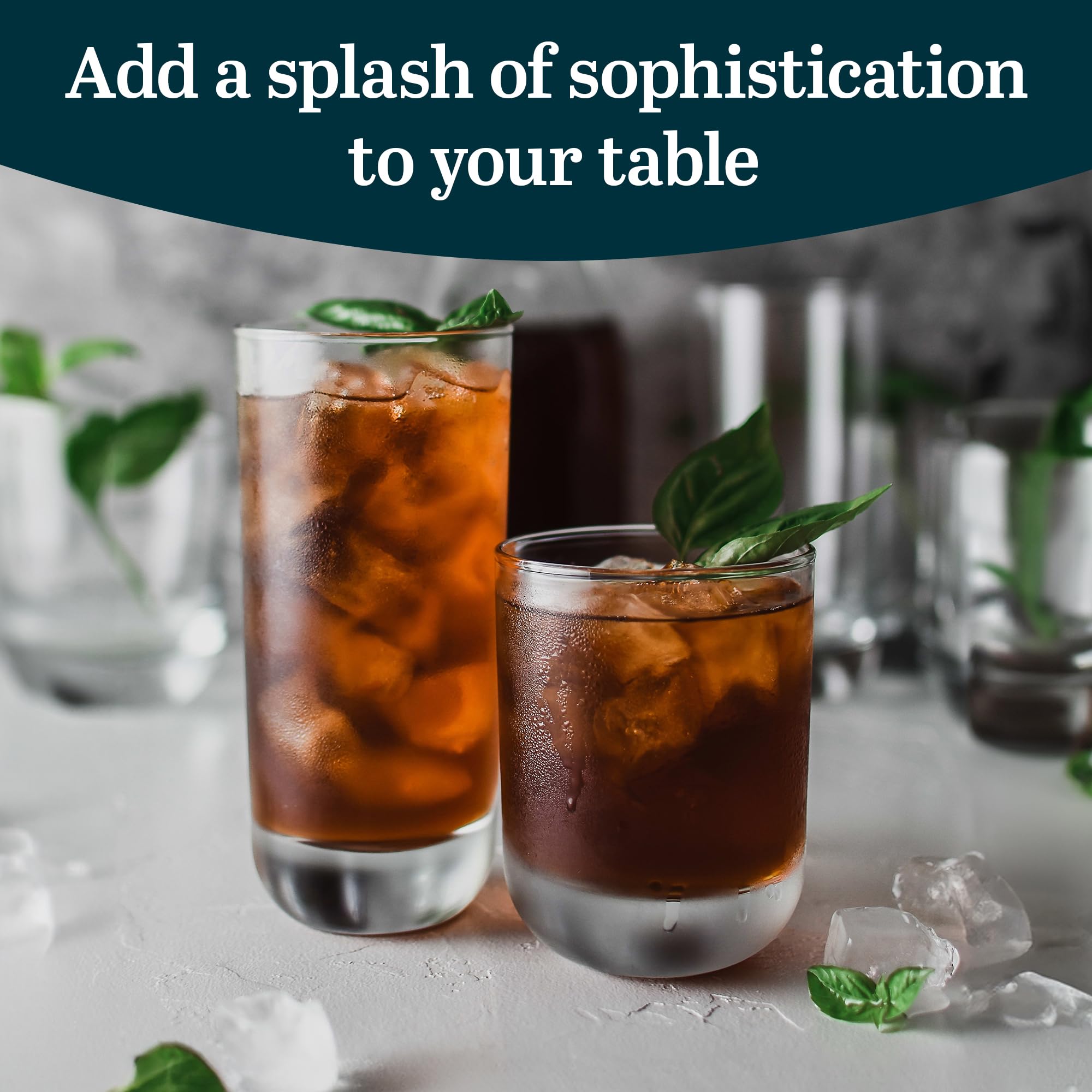 Polaris Drinking Glasses Libbey Tumbler and Rocks Set of 16, Clear, Sturdy Drinkware Glasses Set, Kitchen Glassware for Cocktails, Soda, and More