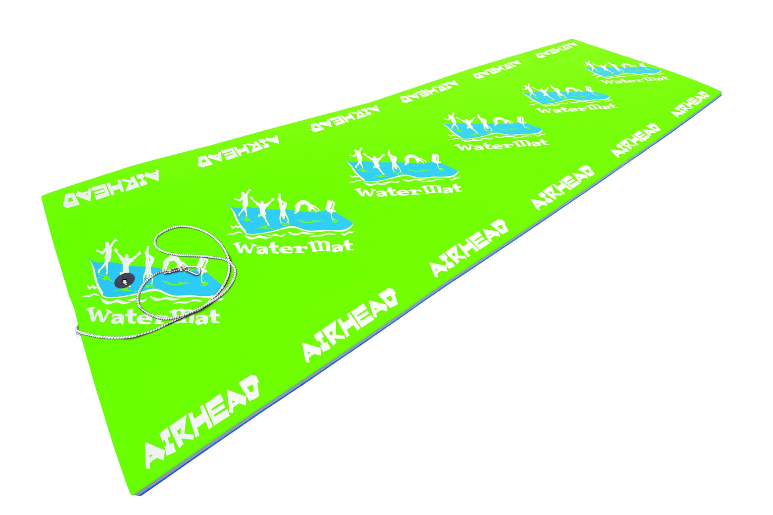 Airhead Watermat Floating, Tear-Resistant XPE Foam Floating Mat for Beach, Ocean, Lake, Green & Blue, 18' x 6' x 2"