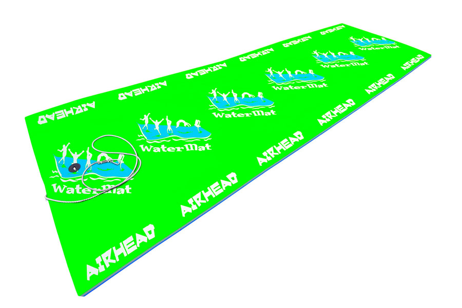 Airhead Watermat Floating, Tear-Resistant XPE Foam Floating Mat for Beach, Ocean, Lake, Green & Blue, 18' x 6' x 2"