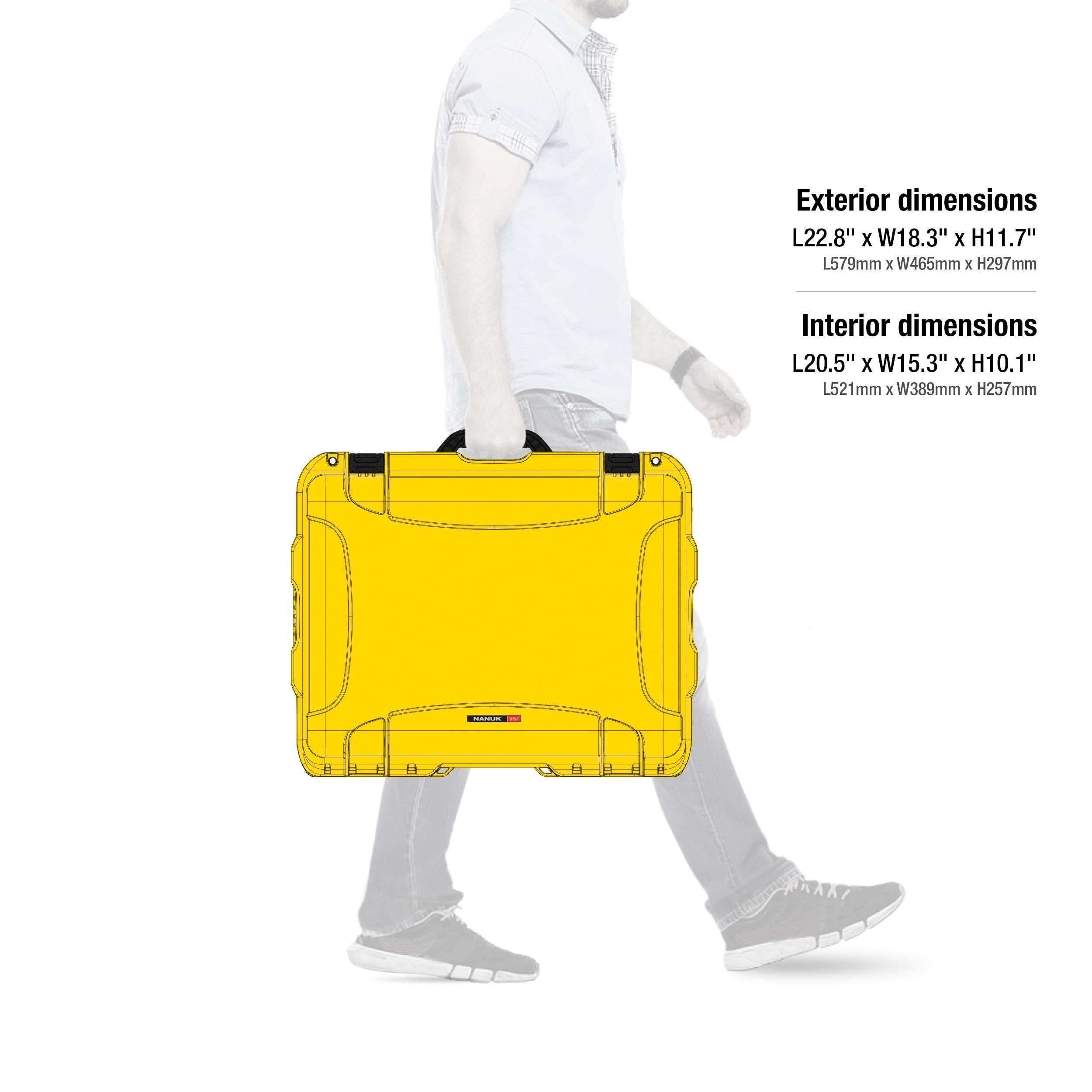 950 Nanuk Waterproof Hard Case for Pistols 15UP w/Wheels - Yellow