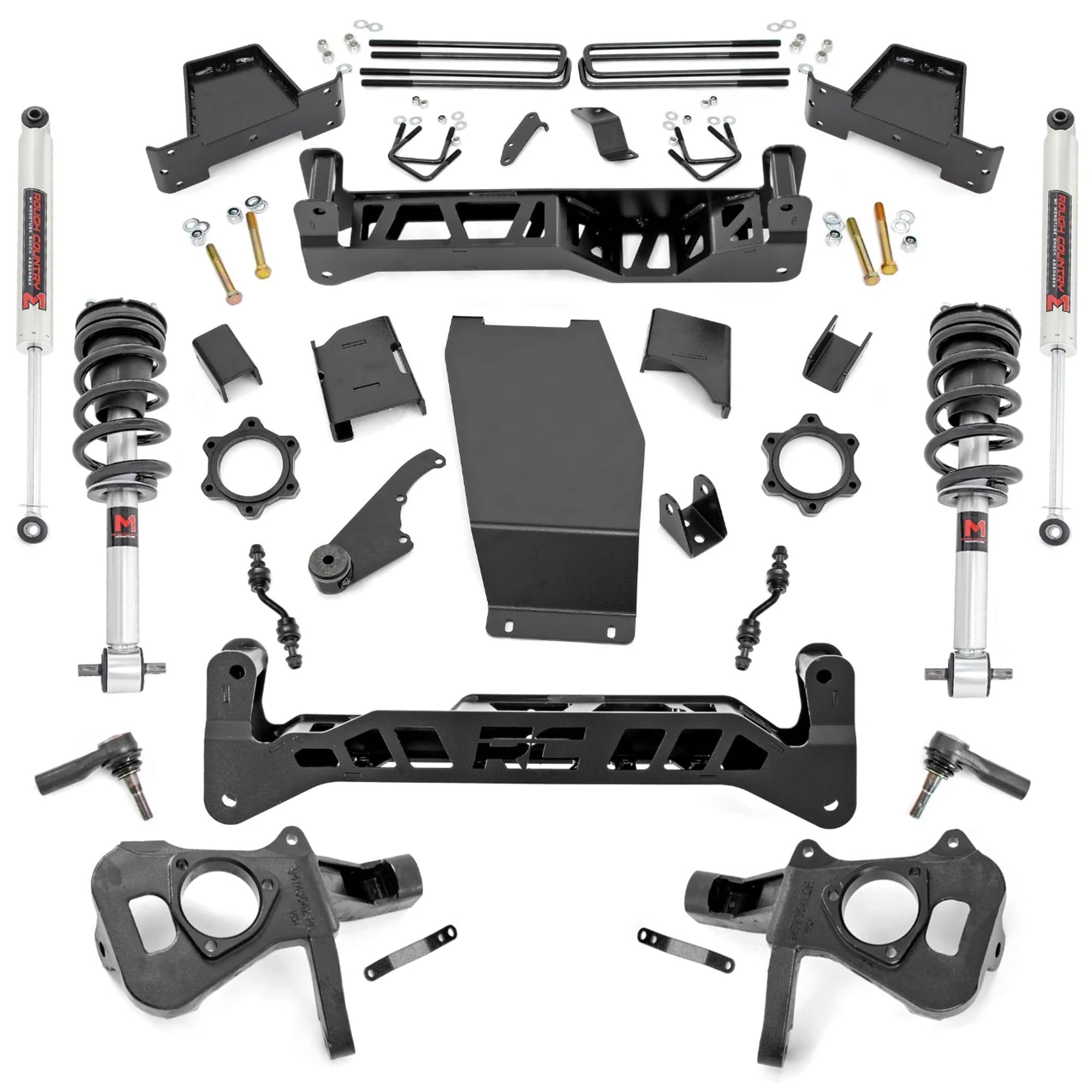 7" Lift Kit Rough Country with M1 Struts/M1 Shocks for Chevy Silverado & GMC Sierra 1500 (2014-2018 w/Stock Cast Alu or Stamped Steel Control Arms)
