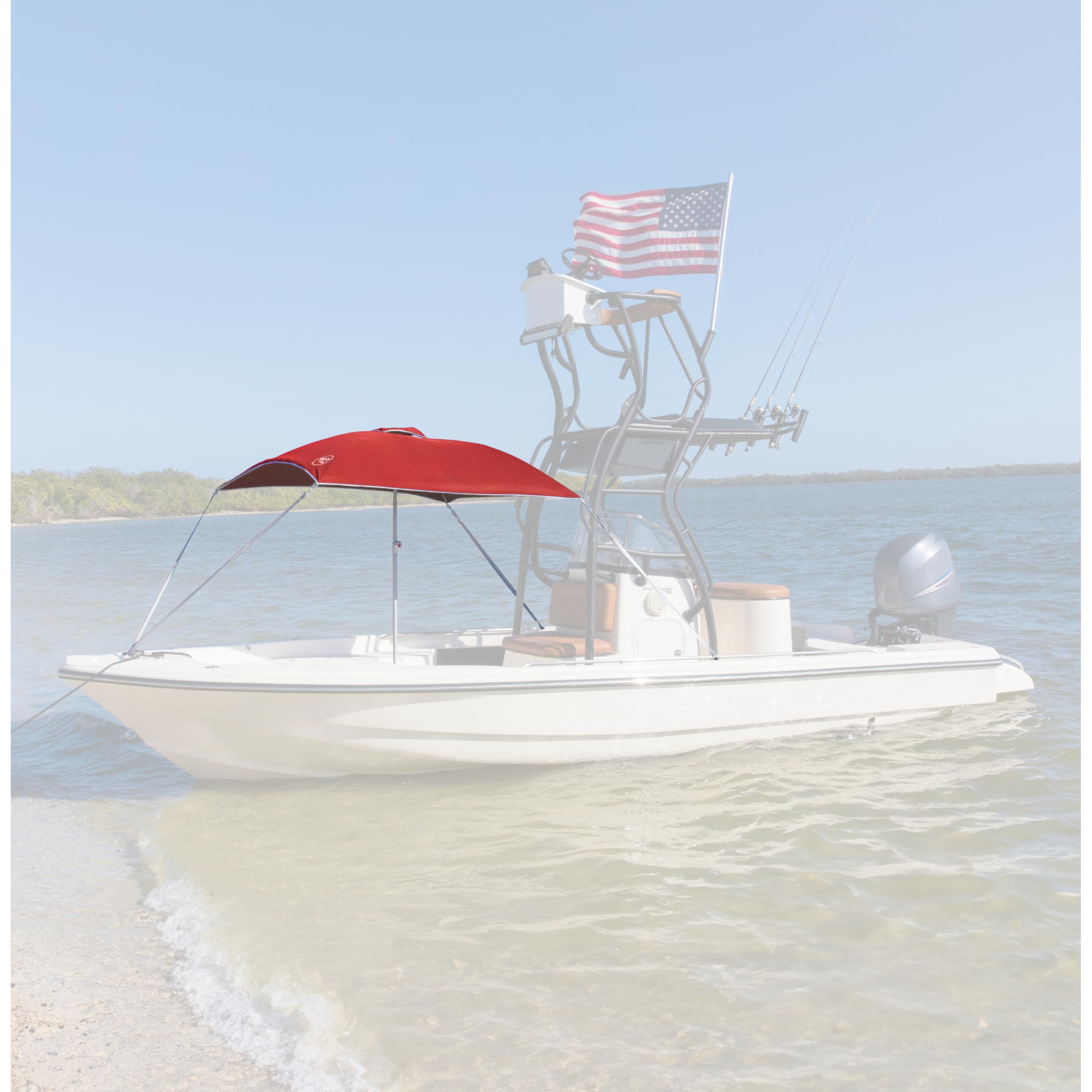 Anchorshade III Boat Shade, Taylor Made, Red, 6' x 6', Adjustable Aluminum Pole to 8 Feet, UV-Treated Fade-Resistant Nylon, Market-Style Top, Carrying Case, Fits Most Boats and Benches – 22045