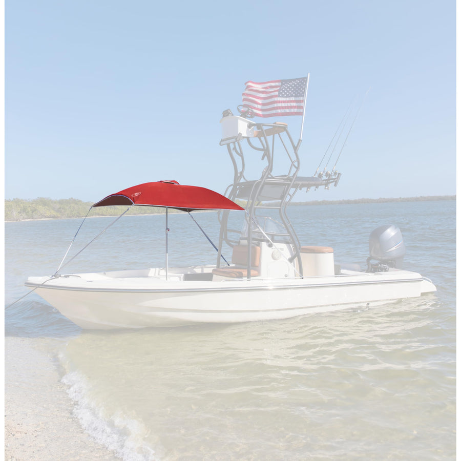 Anchorshade III Boat Shade, Taylor Made, Red, 6' x 6', Adjustable Aluminum Pole to 8 Feet, UV-Treated Fade-Resistant Nylon, Market-Style Top, Carrying Case, Fits Most Boats and Benches – 22045