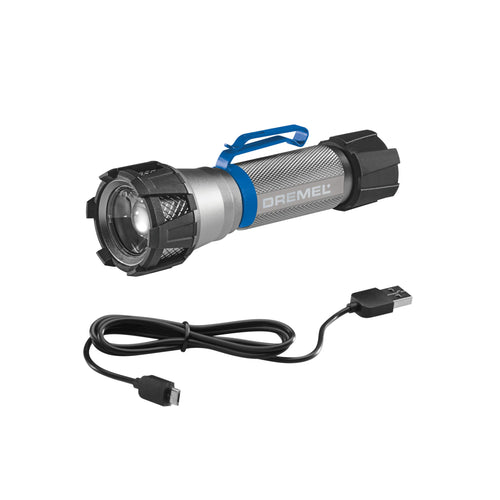 Dremel 4V HSFL-01 Cordless USB Rechargeable Flashlight with 500 Lumens and 3 Light Modes, Grey
