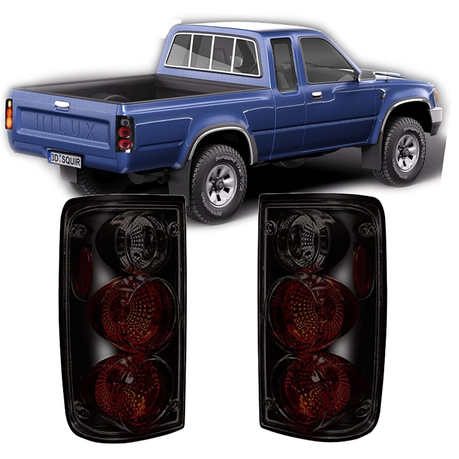 Tail Lamps Winjet Compatible with 1989-1995 Toyota Pickup, Black Housing/Smoke Lens Taillights Taillight Assembly (Toyota Pickup Altezza)