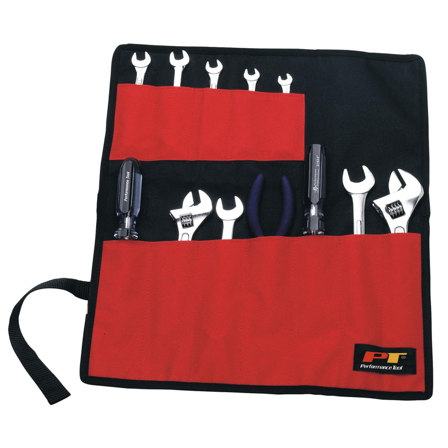12 Pocket Performance Tool W88990 Heavy Duty Nylon Tool Pouch with Velcro Fastener and Color Sleeve, Ideal for Automotive and Motorcycle Use
