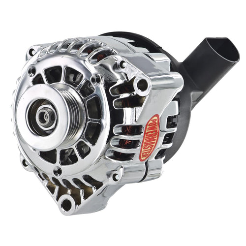 Chrome Powermaster 38242 Alternator (CS130D 165A 6 Groove Pulley 5:00 with Air Duct Cover 1 Wire or OE Hookup)