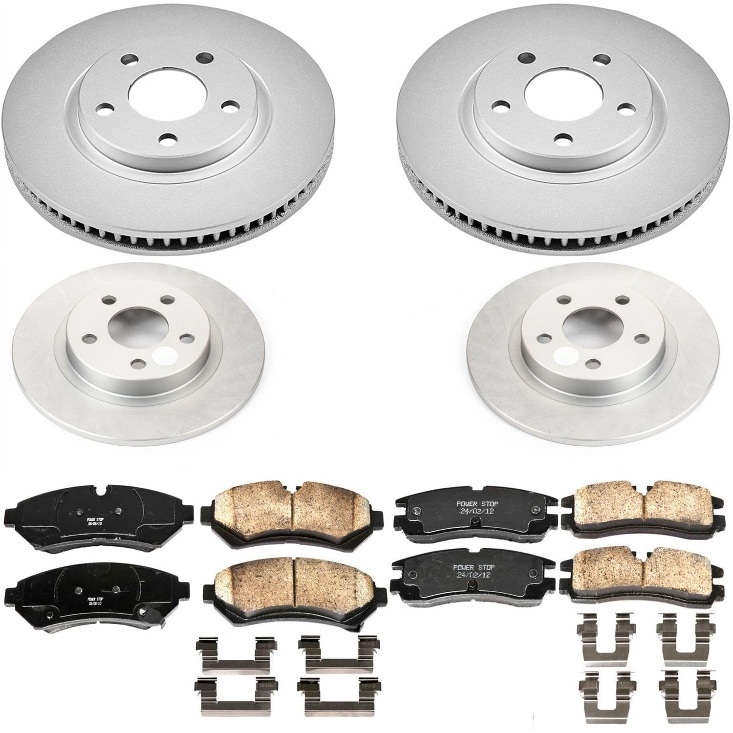 Power Stop CRK1550 Brake Rotor & Coated Ceramic Brake Pads- front & rear For Cadillac Seville 1998-2002 [Model Specific]