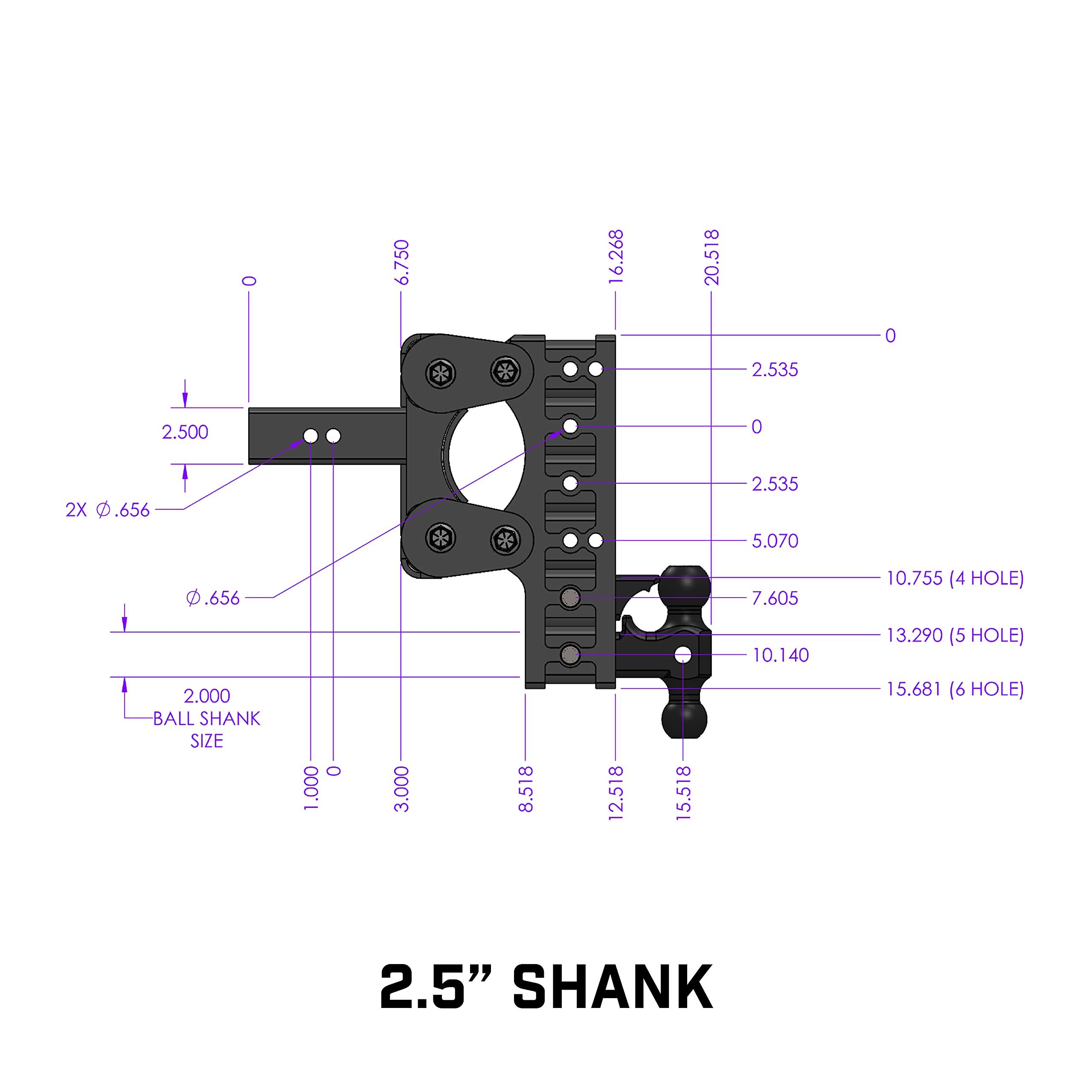 GEN-Y Heavy Duty Hitch Tow for 2.5" Receiver - 7.5" Drop/Rise with 5 Adjustable Positions, Includes Dual Ball Mount, Pintle Lock and Pins, 16,000 lbs Towing Capacity, 1,700 lbs Tongue Weight