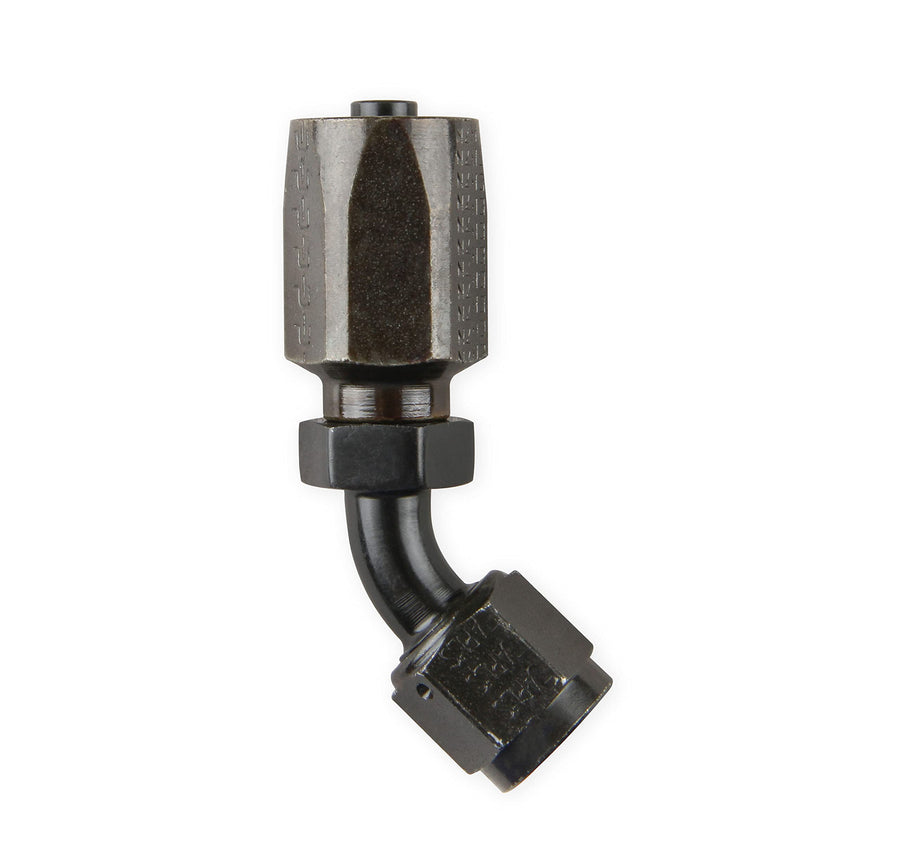 Power Steering Hose End Earl's -6 45 Deg. Black Chromate