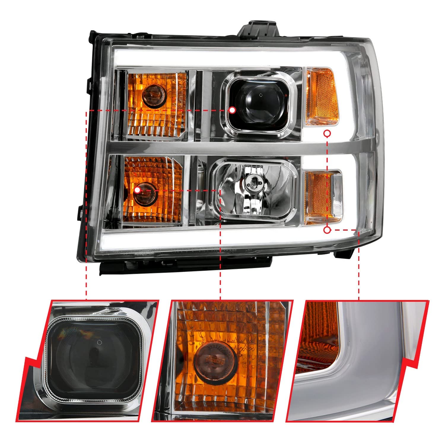 111483 ANZO USA Projector Headlamps Fits GMC Sierra 1500, Multicoloured