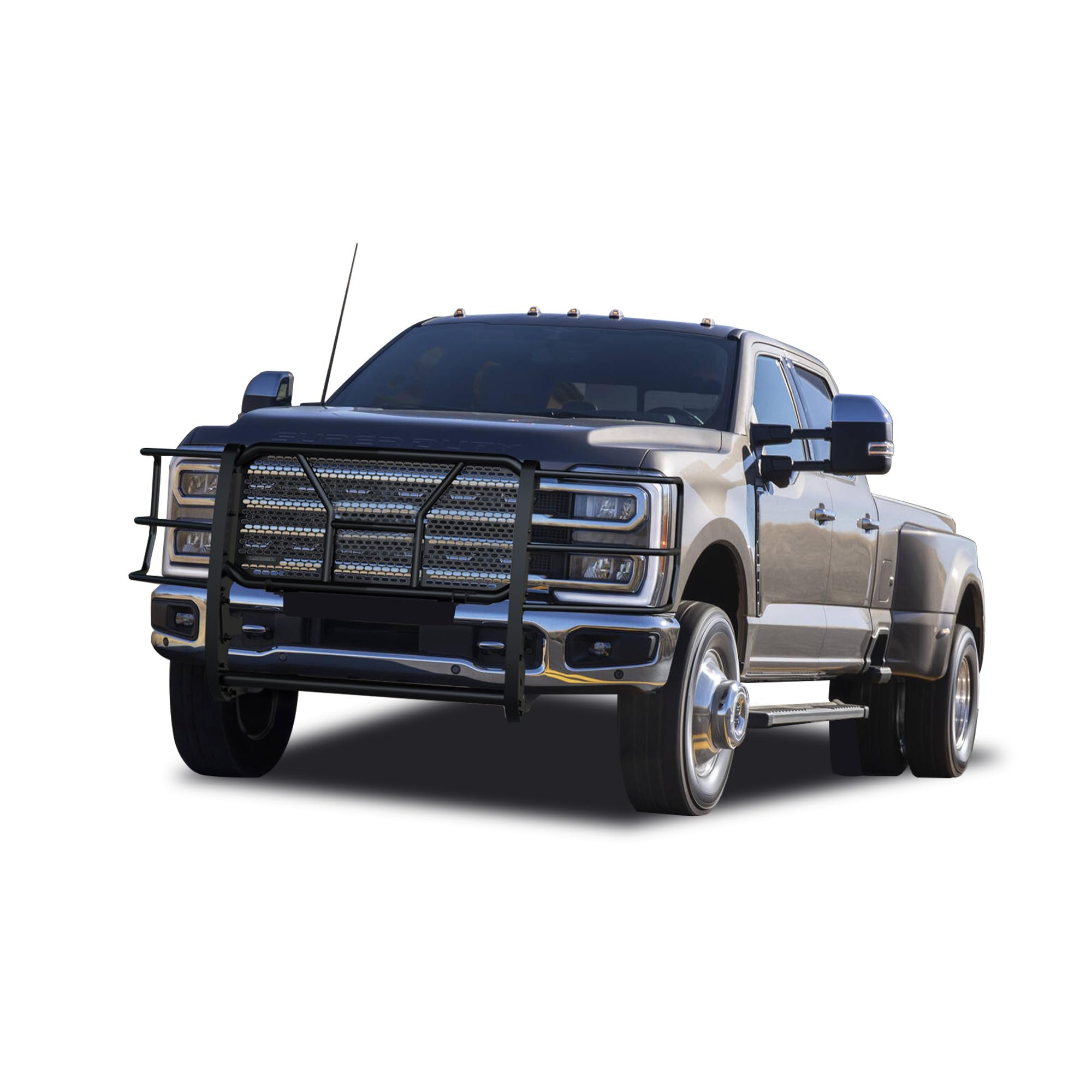 RUGGED Black Horse Heavy Duty Grille Brush Guard Modular Black Compatible with 2023-2025 Ford F-250 | 2023-2025 Ford F-350 |2023-2024 Ford F-450|2023-2024 Ford F-550 Super Duty- RU-FOF218-B