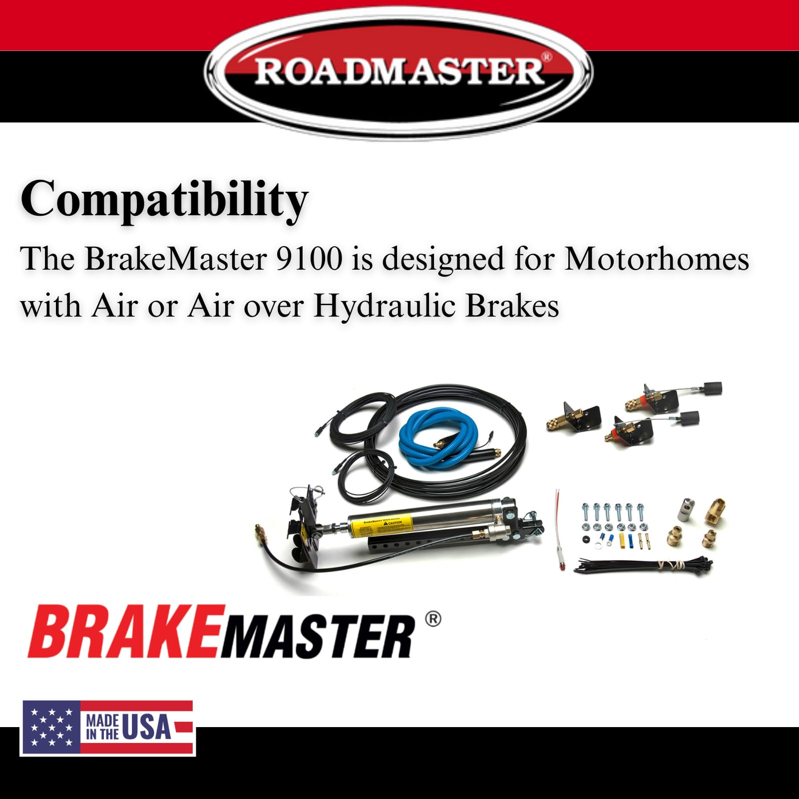 Brakemaster Roadmaster 9100 Brake System fits Motorhomes with Air or Air Over Hydraulic Brakes | Fully US and Canadian Brake Compliant | Easy Installation