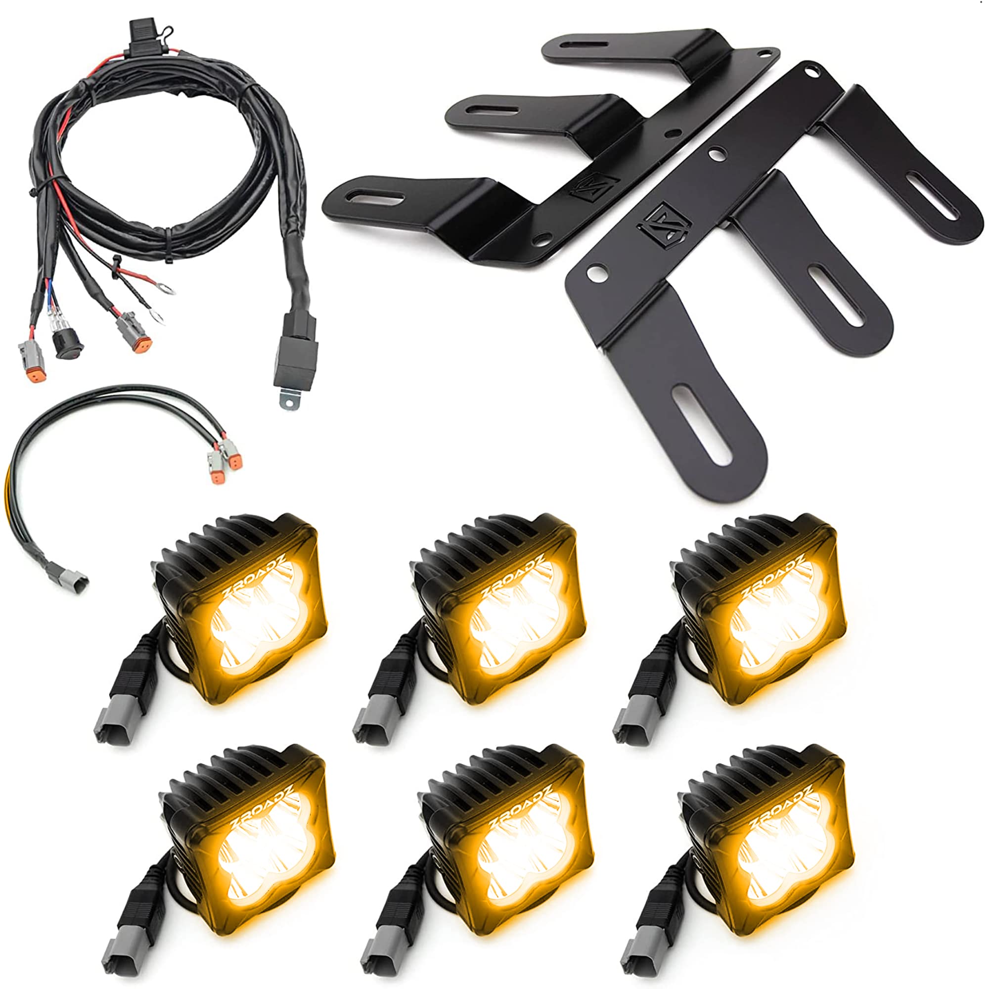 ZROADZ Fog Front Bumper LED KIT for a 2021-2022 Ford Bronco, Includes (6) 3 inch Amber LED Pod Lights - Part # Z325401-KITA