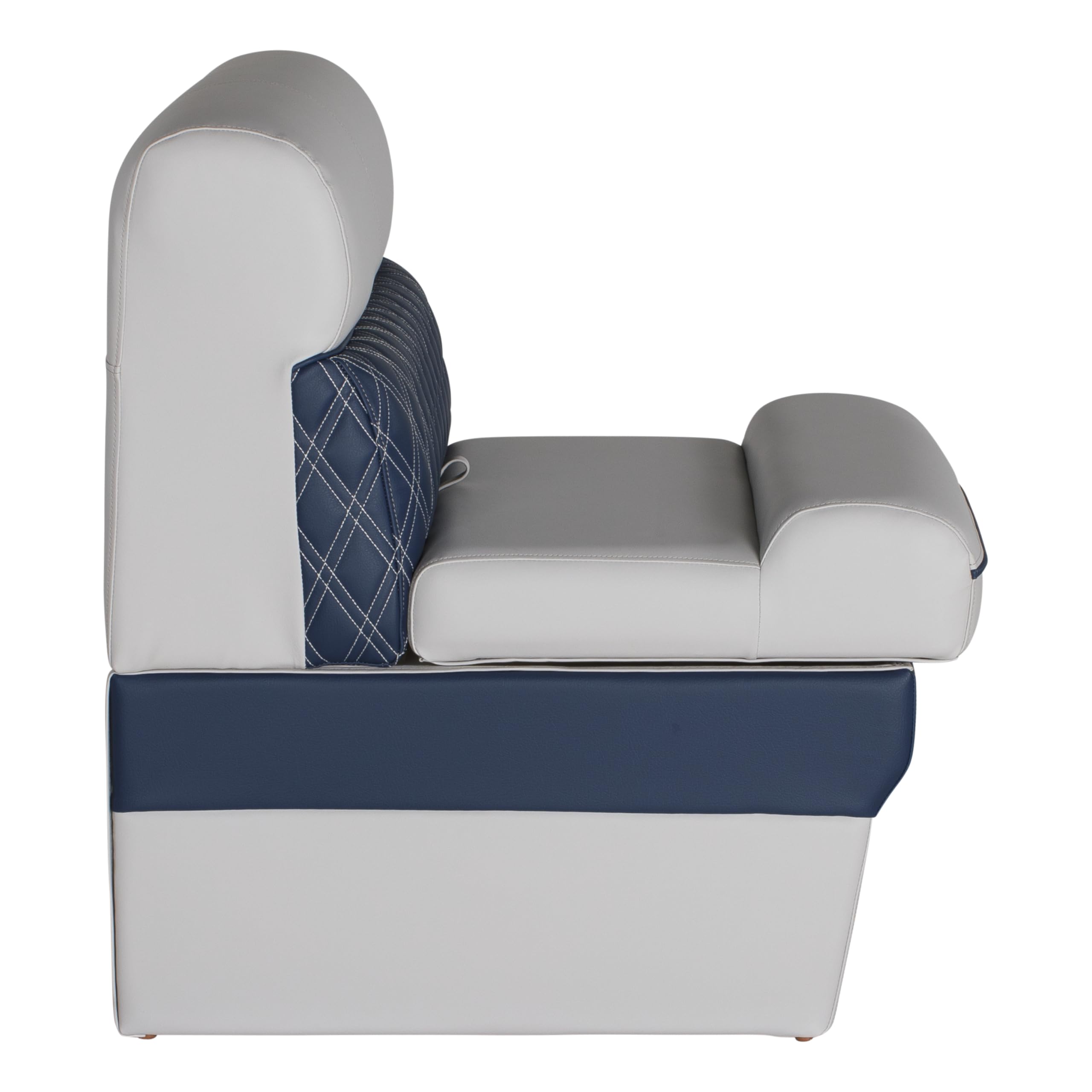 Sunset Collection Lippert 24" Angled Pontoon Bench Seat, Fits Against Helm Station, Contoured Foam Cushioning, Durable Marine-Grade Vinyl, Dry Storage, Poly Frame, 24"L x 28"W x 30"H - 2024021166
