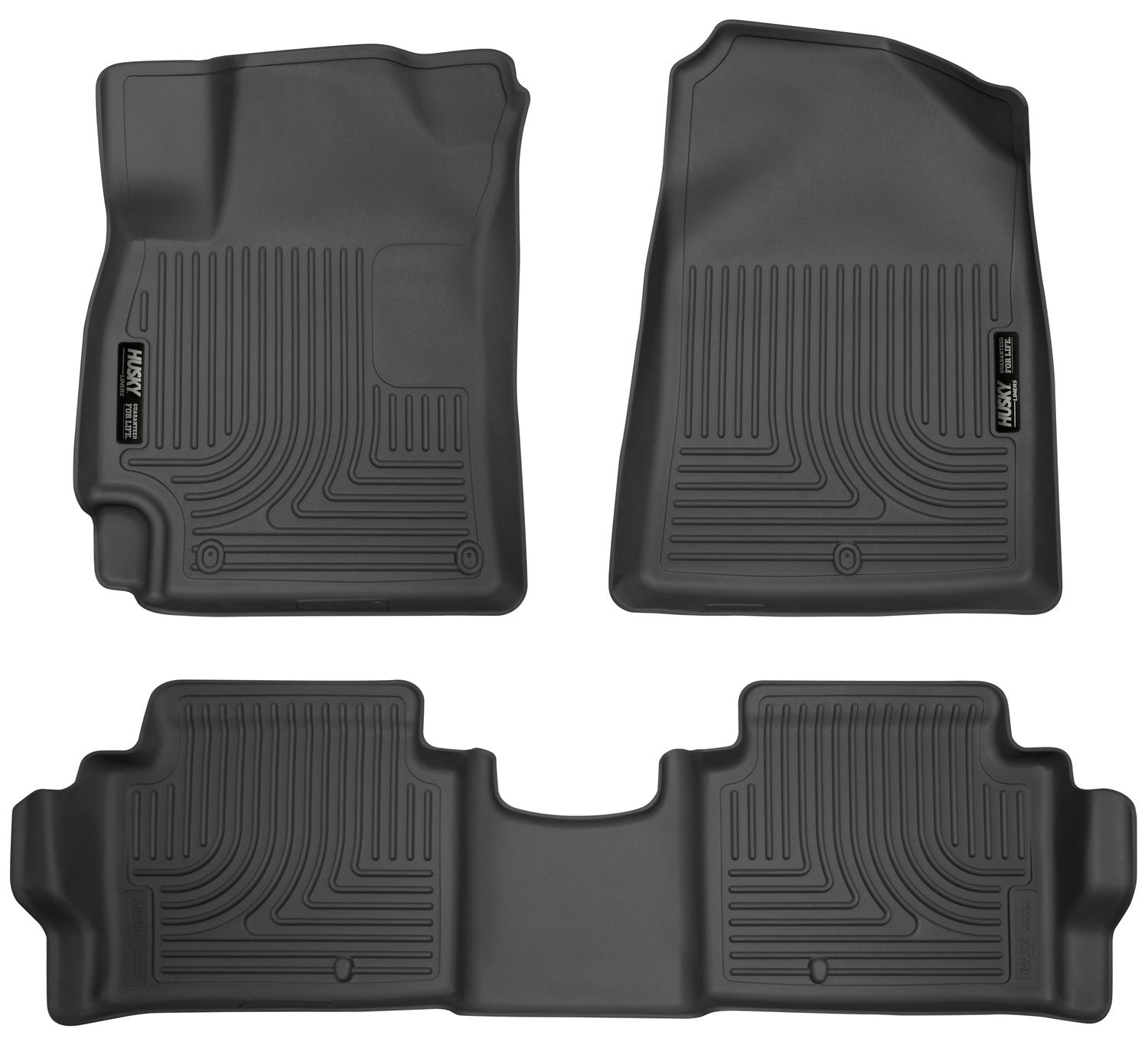 Weatherbeater Husky Liners Floor Mats | Fits 2017-2020 Hyundai Elantra | Front & 2nd Row, 3-pc Black - 98871