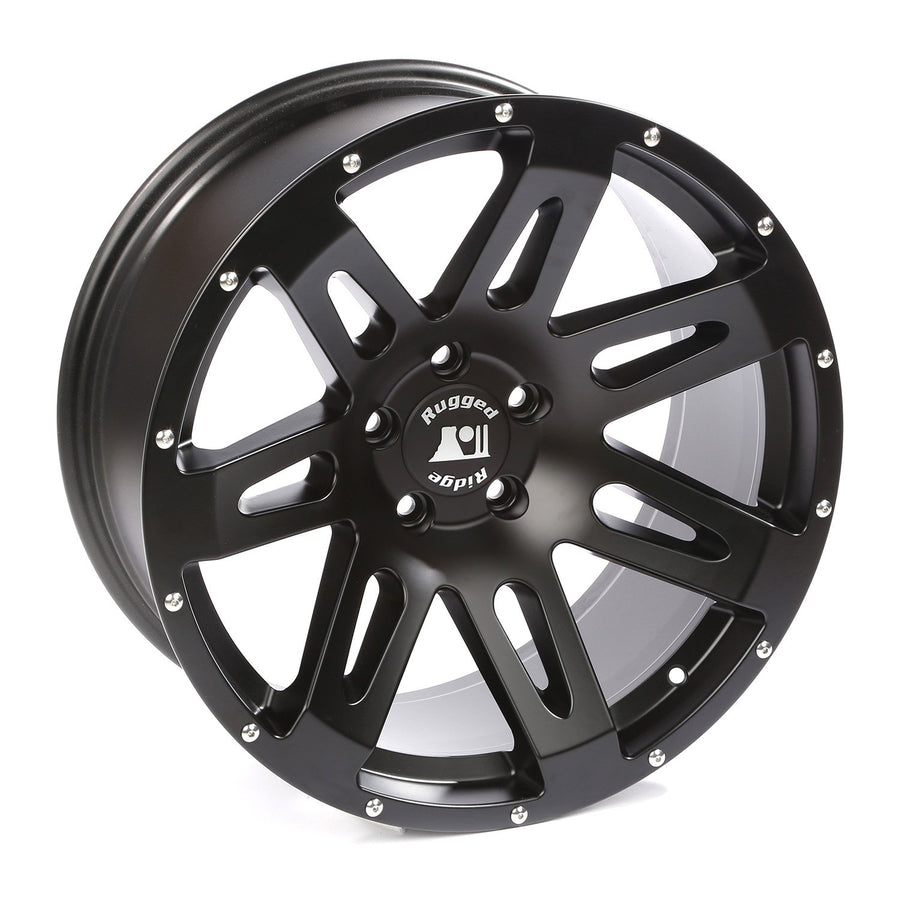 XHD Wheel, 20x9, Black Satin | Rugged Ridge | 15306.01 | Fits 2007-2025 Jeep Wrangler JK/JL; 2020-2025 Jeep Gladiator JT