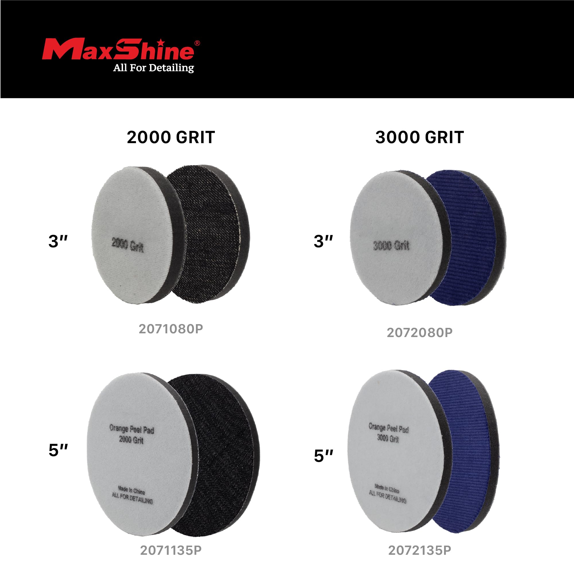 5" Maxshine Universal 2-Pack Orange Peel Remover Denim Polishing Pads – 2000 Grit (135mm) – Hook & Loop for Easy Attachment – Professional Paint Leveling & Detailing Pad