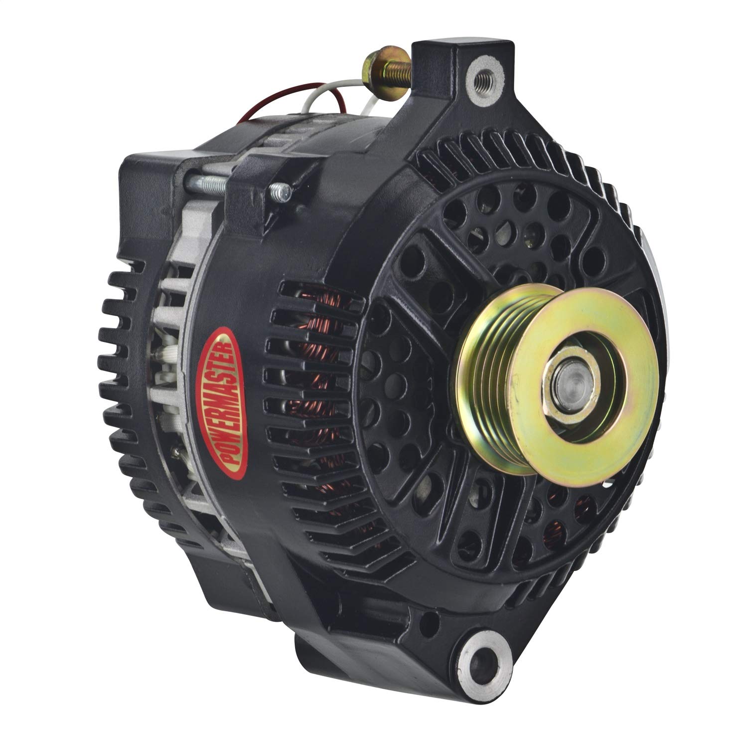 Black Powermaster 577581 Alternator (3G 140A 6 Groove Pulley Large Frame Mating M8X1.25 1 Wire)