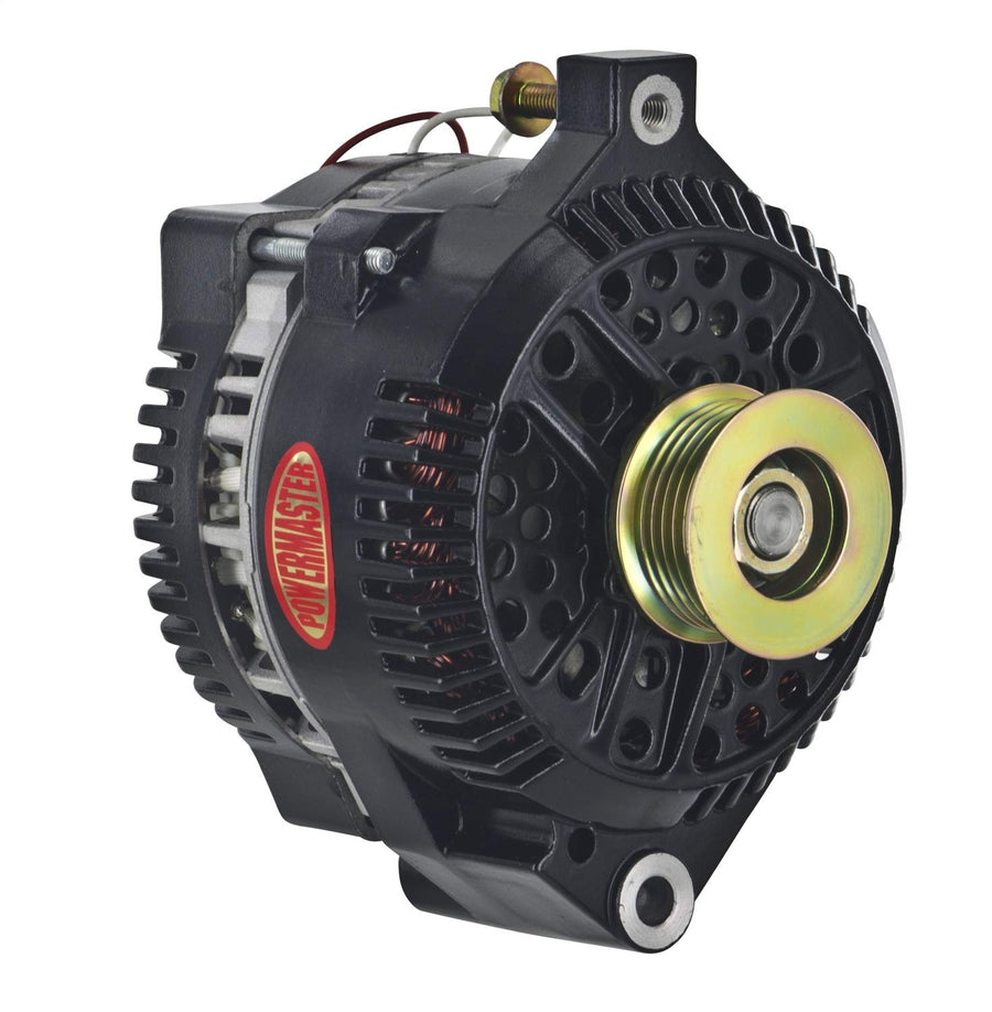 Black Powermaster 577581 Alternator (3G 140A 6 Groove Pulley Large Frame Mating M8X1.25 1 Wire)