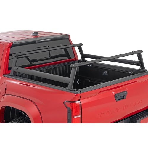 Rough Country Half-Height Bed Rack for Tacoma Toyota (2024-2025) - Modular Aluminum Truck Rack for Bikes, Tools, Camping & Recovery Gear