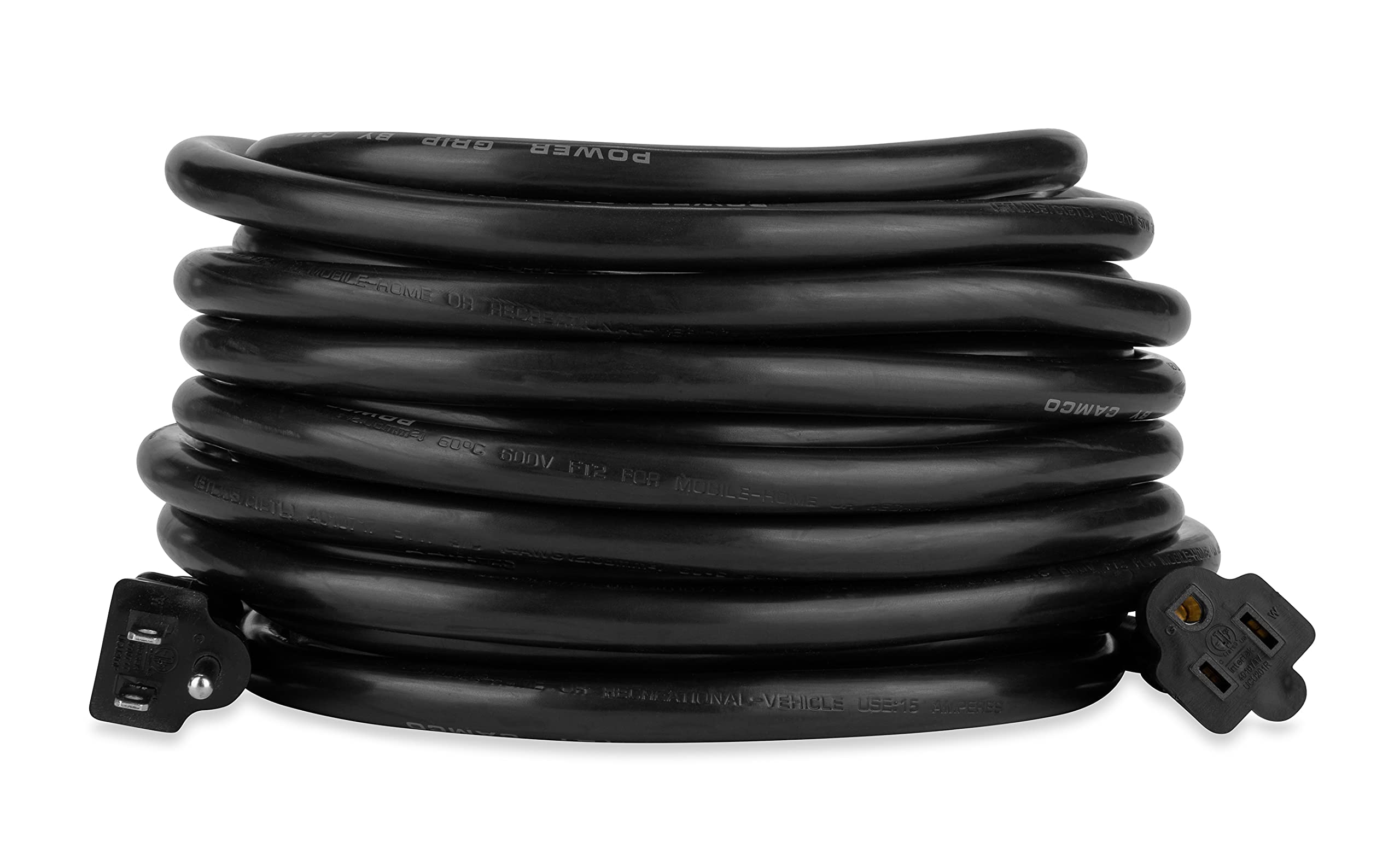 15 Amp Camco 50-Ft RV Extension Cord - Rated for 125V / 1,857W - Features Heavy Duty 14-Gauge Copper Wire for Superior Conductivity & Coated w/Heat-Resilient PVC (55143)