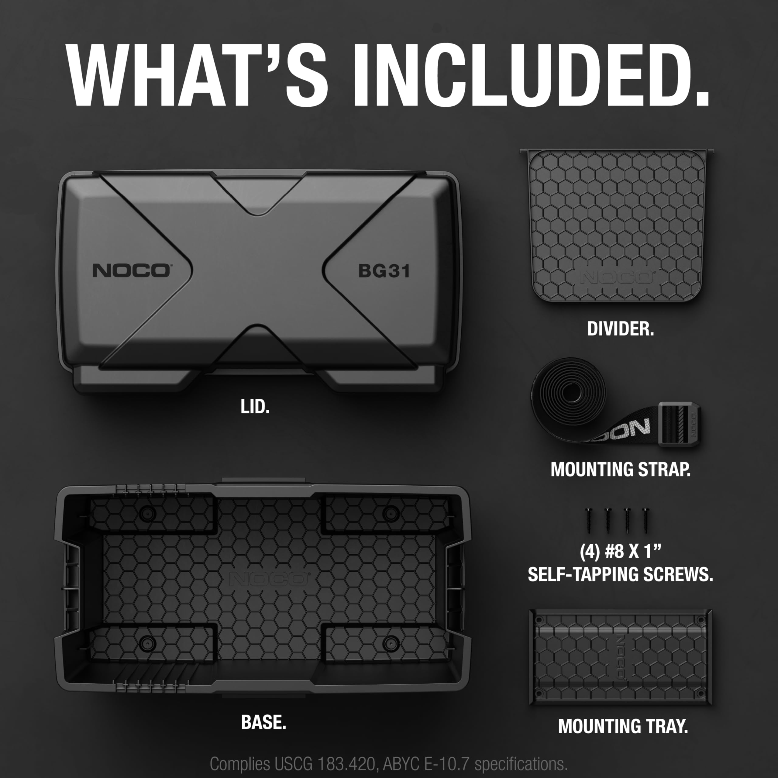 BG31 NOCO Snap-Top Battery Box, Group 24-31 12V Battery Box for Marine, Automotive, RV, Boat, Camper and Travel Trailer Batteries