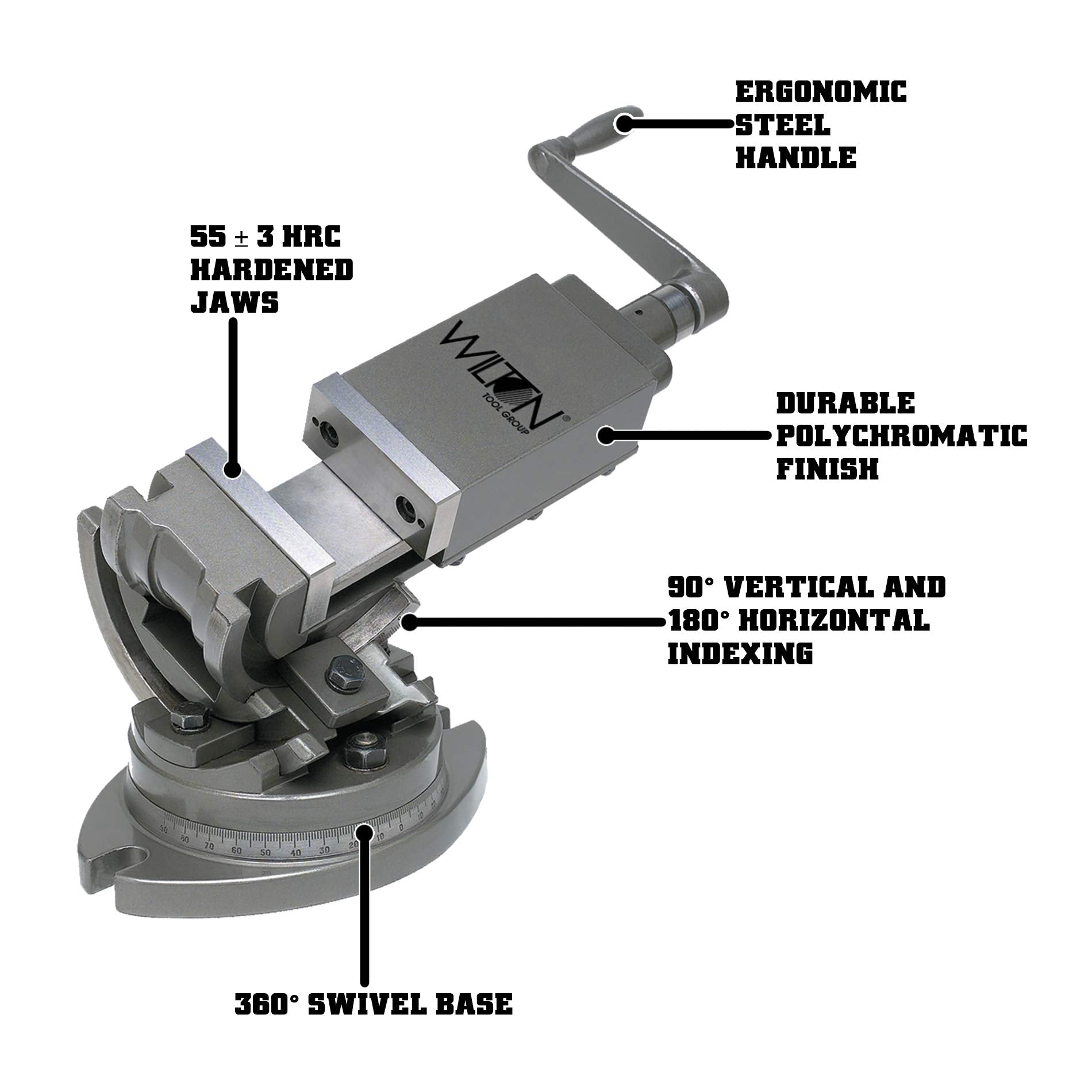 3-Axis Wilton Precision Tilting Vise, 3" Jaw Width, 3" Opening, 1-5/16" Jaw Depth (Model TLT/SP-75)