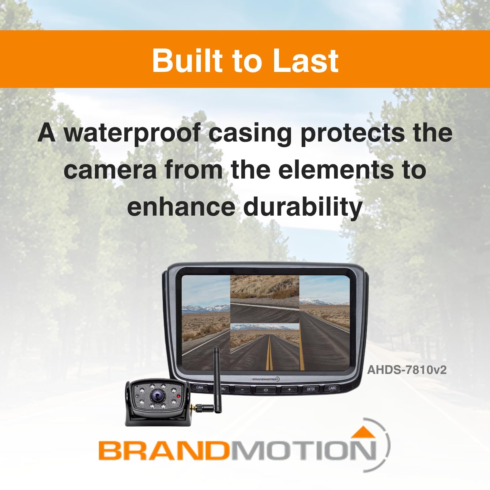 Wireless Observation IR Camera System Brandmotion with 7″ HD Monitor | Compatible with RAM 1500 (09-2018) and Heavy Duty (2010-Current) | ADHS-7810v2 | Edge to Edge Image Mirror | 12” x 8.5” x 3.5”