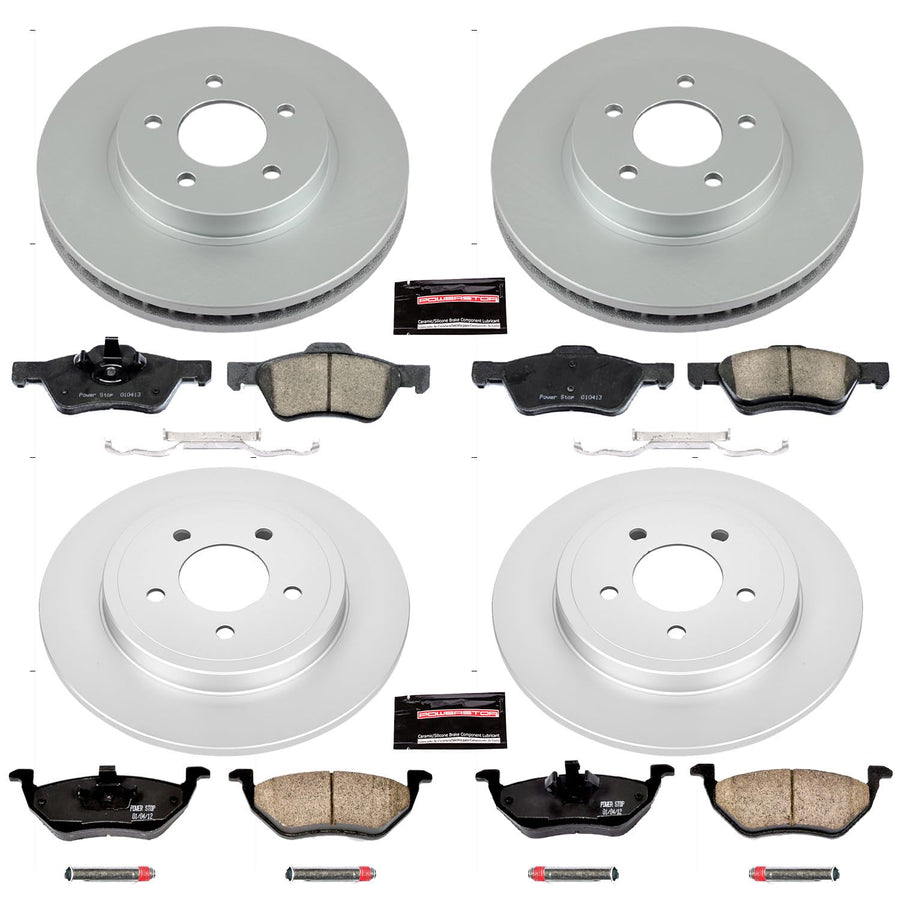 Power Stop CRK4025 Brake Rotor & Coated Ceramic Brake Pads- front & rear For Ford Escape 2008, Mazda Tribute 2008, Mercury Mariner 2008 [Model Specific]