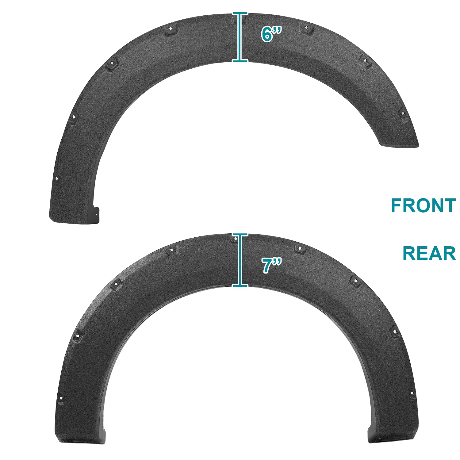 4PC Spec-D Tuning Front + Rear Rugged Pocket Rivet Bolt-On Style Fender Flares Compatible with 2015-2017 Ford F150 Styleside