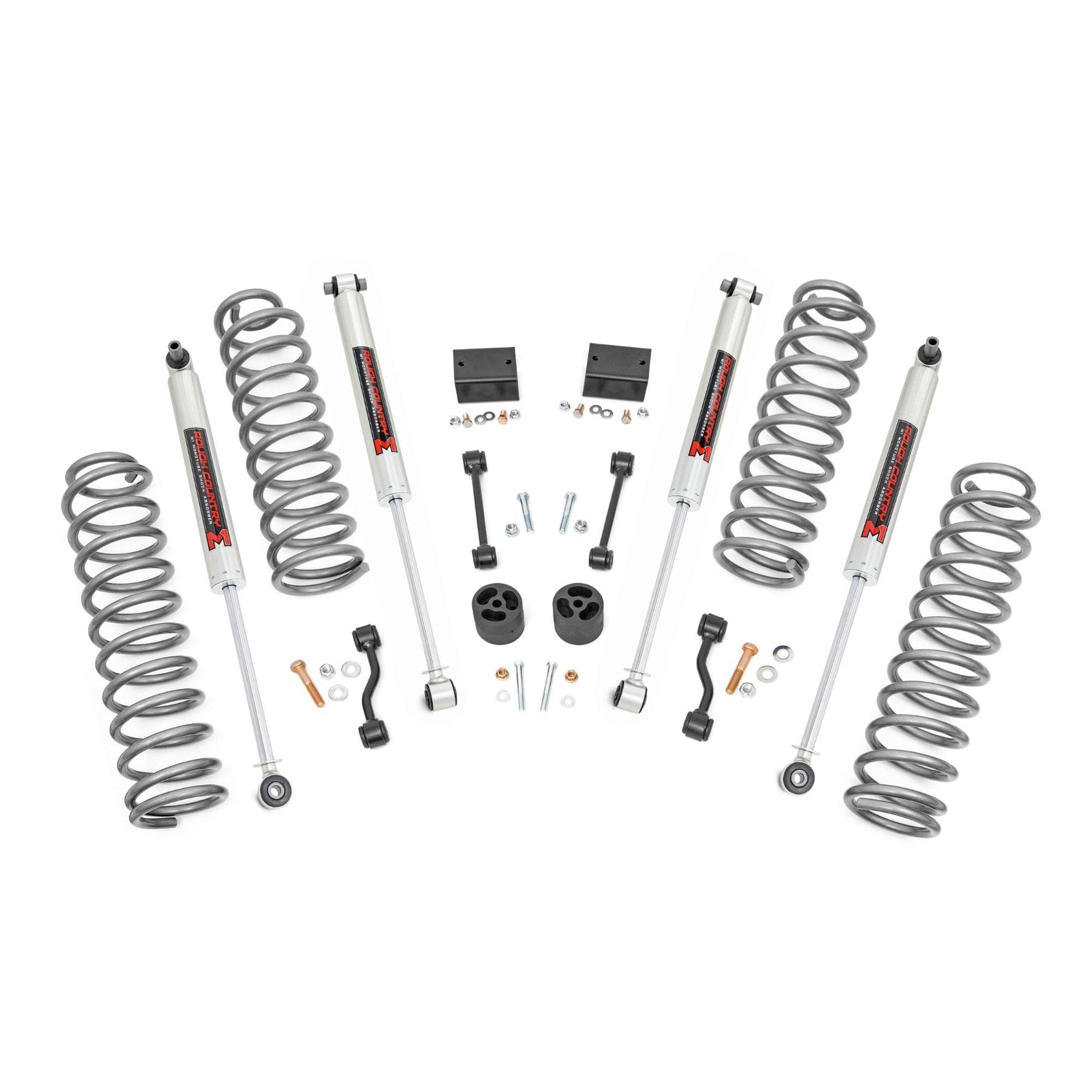 Rough Country 2.5" Lift Kit for Jeep Wrangler JL Unlimited Rubicon w/ M1 Shocks (2018-2023) 4-Door - Fits up to 35" Tires