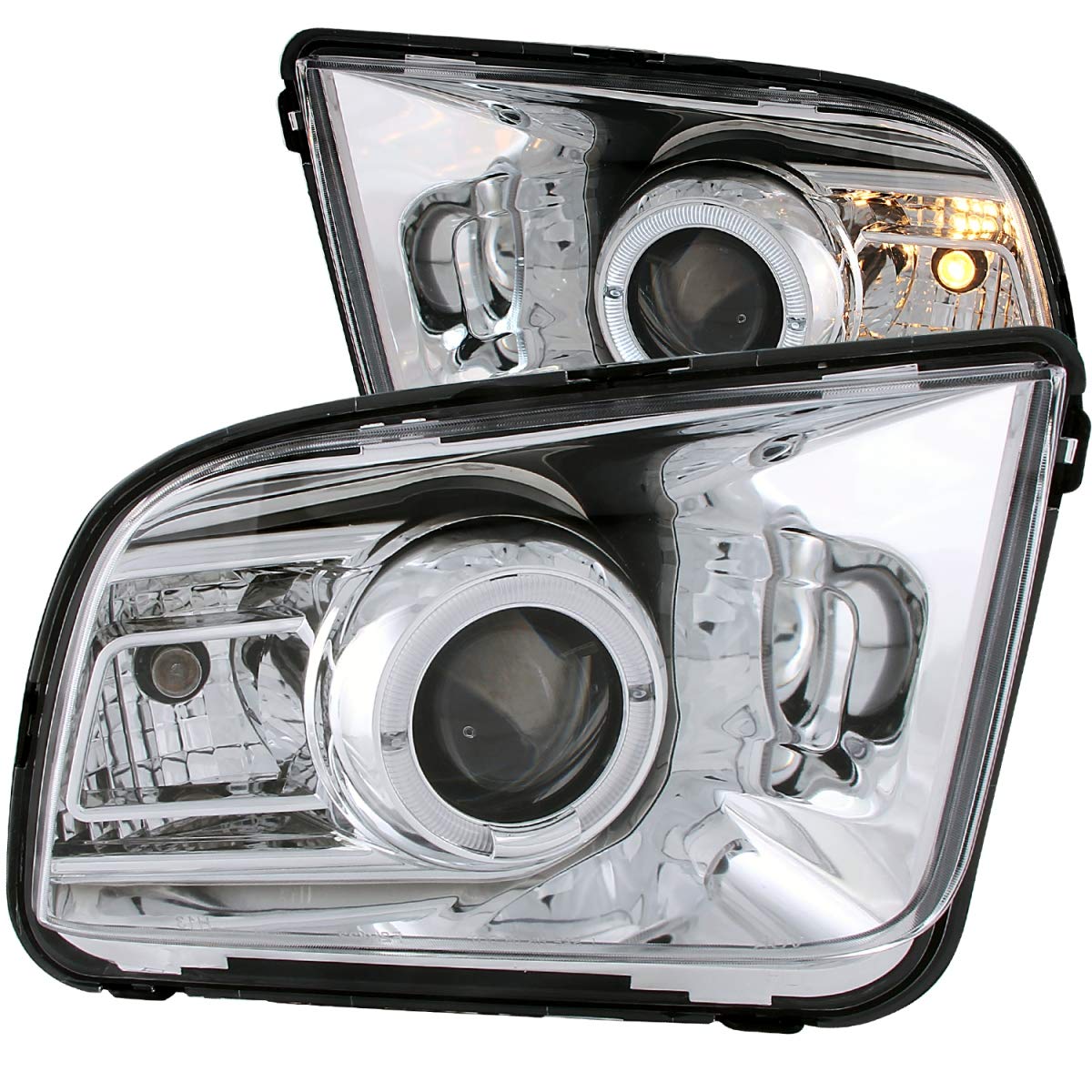 Chrome Clear AnzoUSA Projector Halo Headlight for Ford Mustang - (Sold in Pairs)