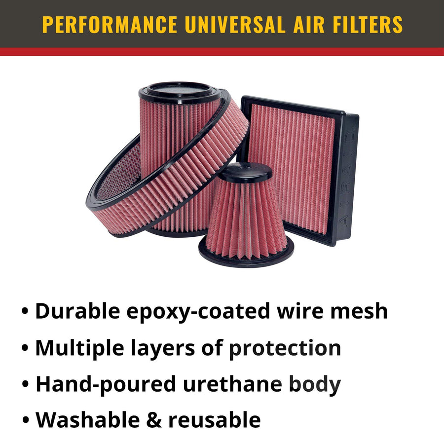 AIR-700-469 Airaid Universal Clamp-On Air Filter: Round Tapered; 6 in (152 mm) Flange ID; 9 in (229 mm) Height; 7.25 in (184 mm) Base; 5 in (127 mm) Top, Black