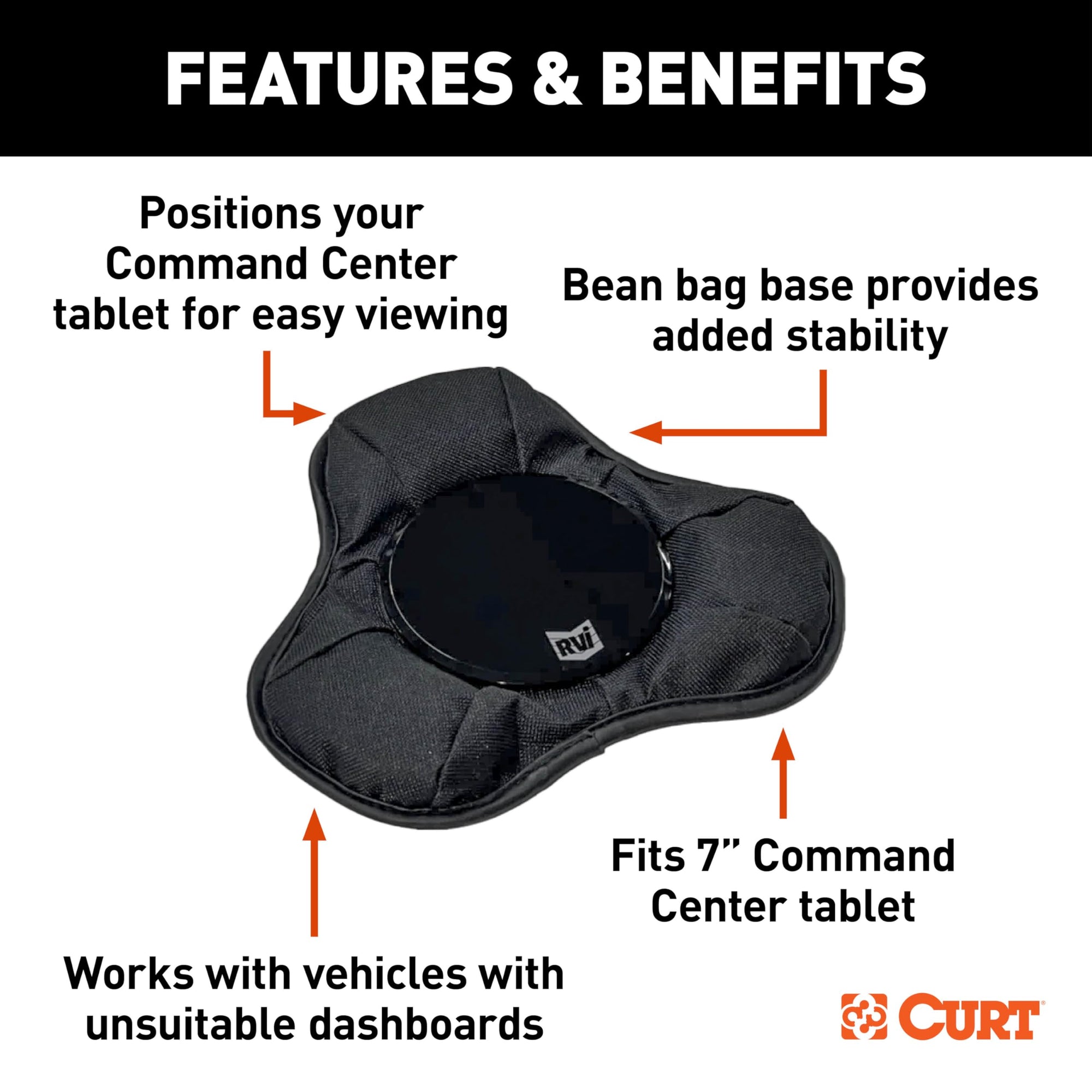 RVibrake CURT 52213 Bean Bag Dash Mount for Command Center Tablet